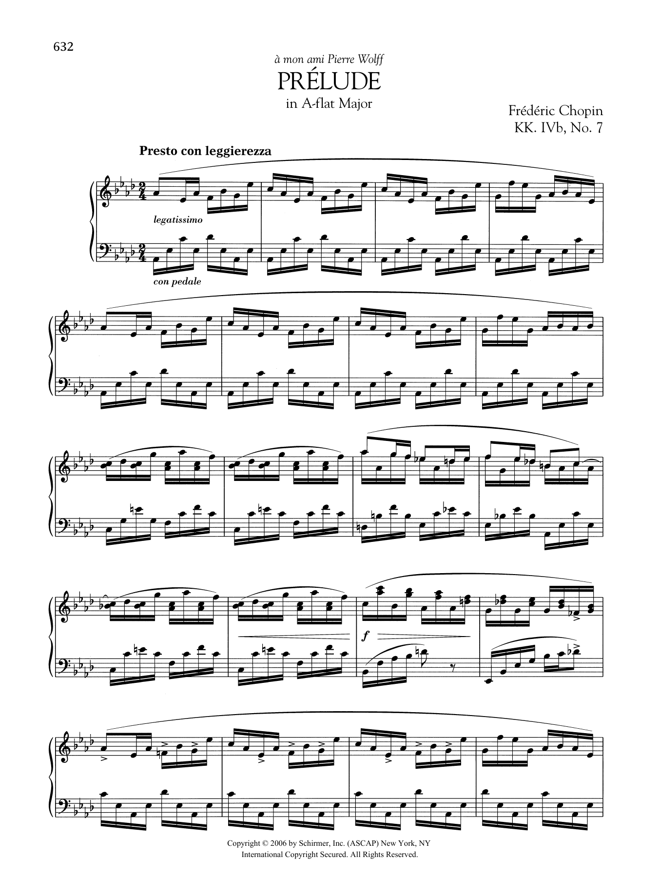 Download Frédéric Chopin Prélude in A-flat Major, KK. IVb, No. 7 Sheet Music and learn how to play Piano Solo PDF digital score in minutes