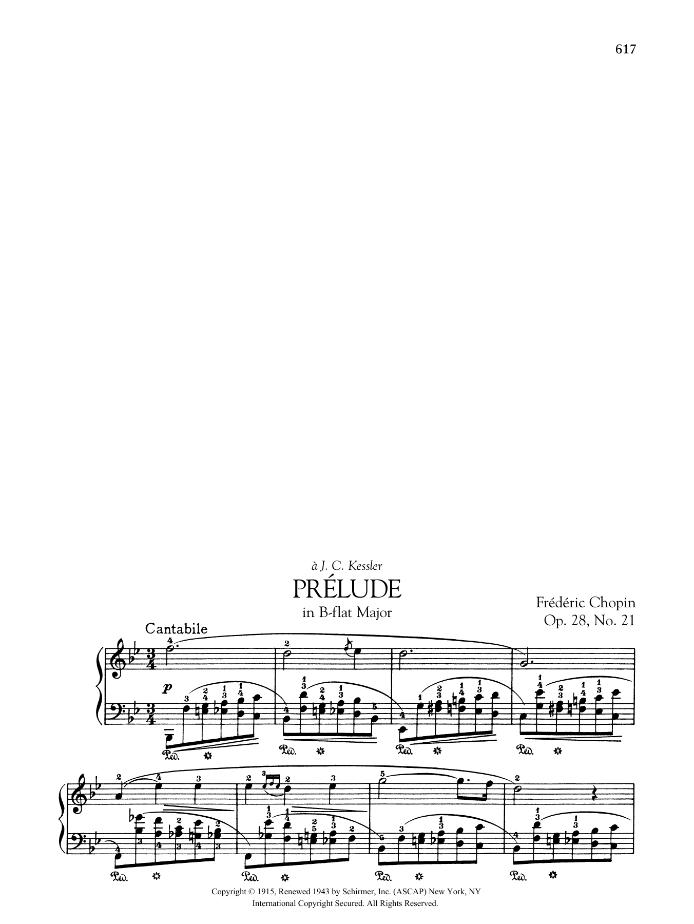 Download Frédéric Chopin Prelude In B-Flat Major, Op. 28, No. 21 Sheet Music and learn how to play Piano Solo PDF digital score in minutes