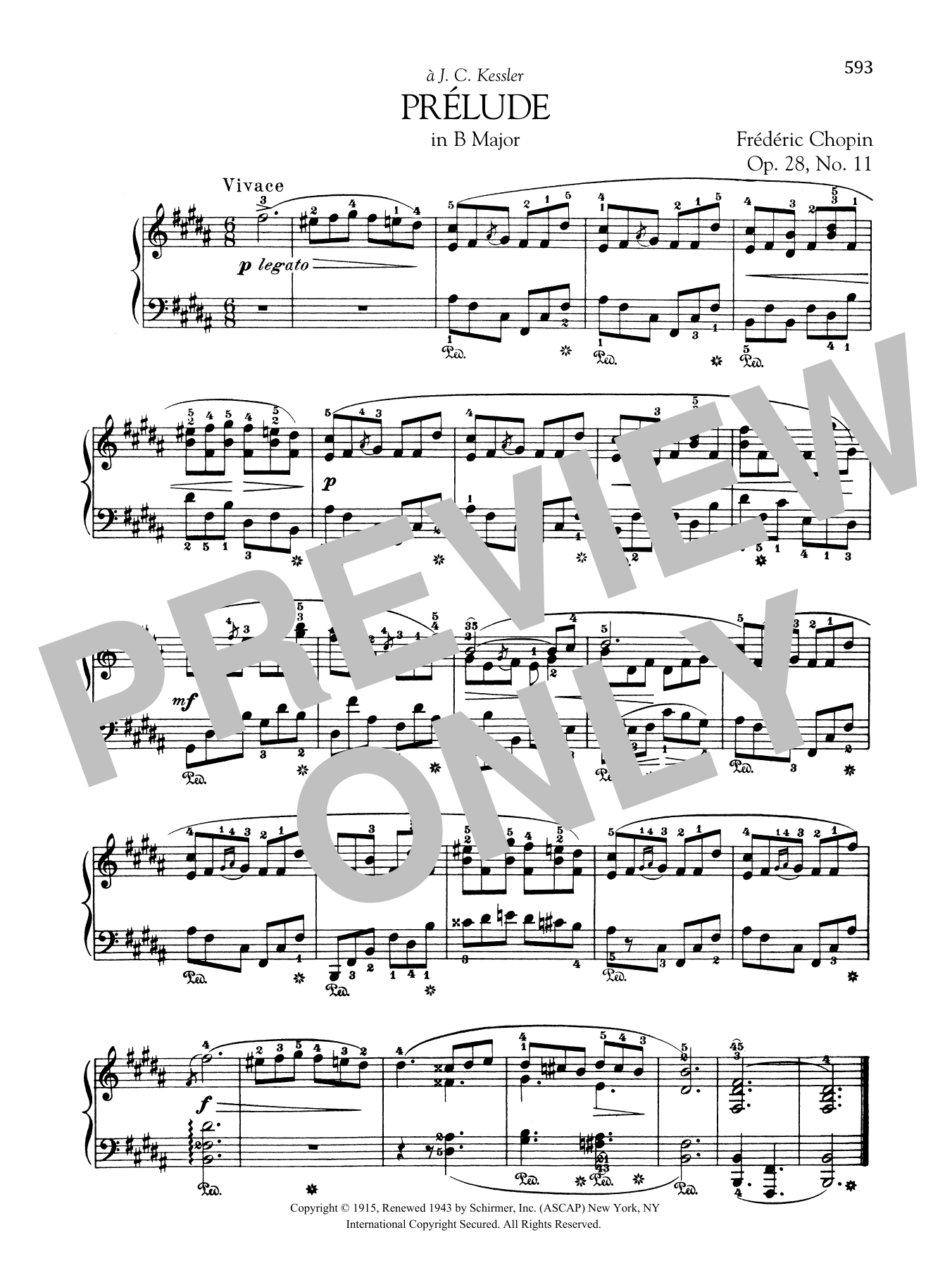 Download Frédéric Chopin Prélude in B Major, Op. 28, No. 11 Sheet Music and learn how to play Piano Solo PDF digital score in minutes