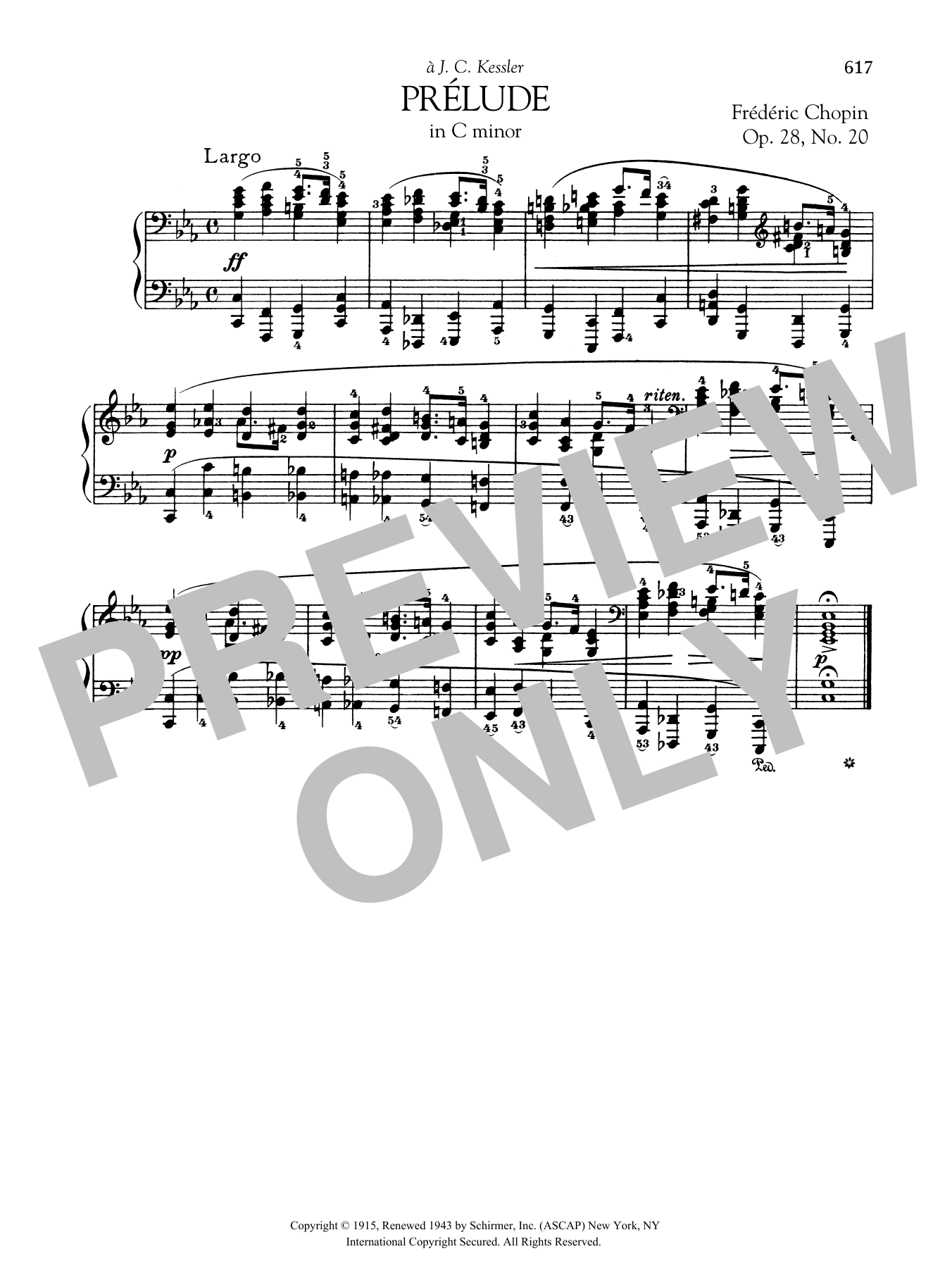 Download Frédéric Chopin Prelude In C Minor, Op. 28, No. 20 Sheet Music and learn how to play Piano Solo PDF digital score in minutes