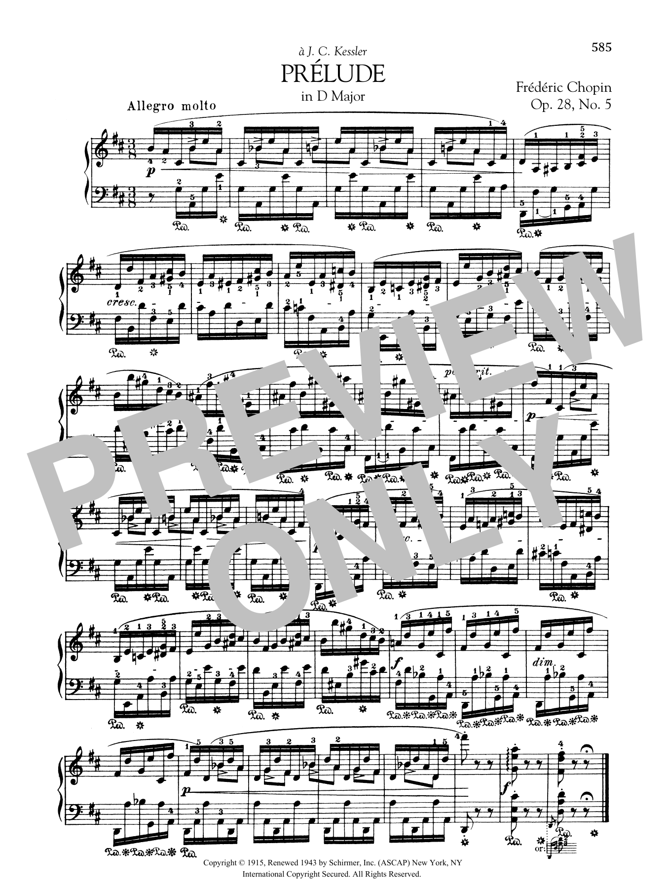 Download Frédéric Chopin Prélude in D Major, Op. 28, No. 5 Sheet Music and learn how to play Piano Solo PDF digital score in minutes