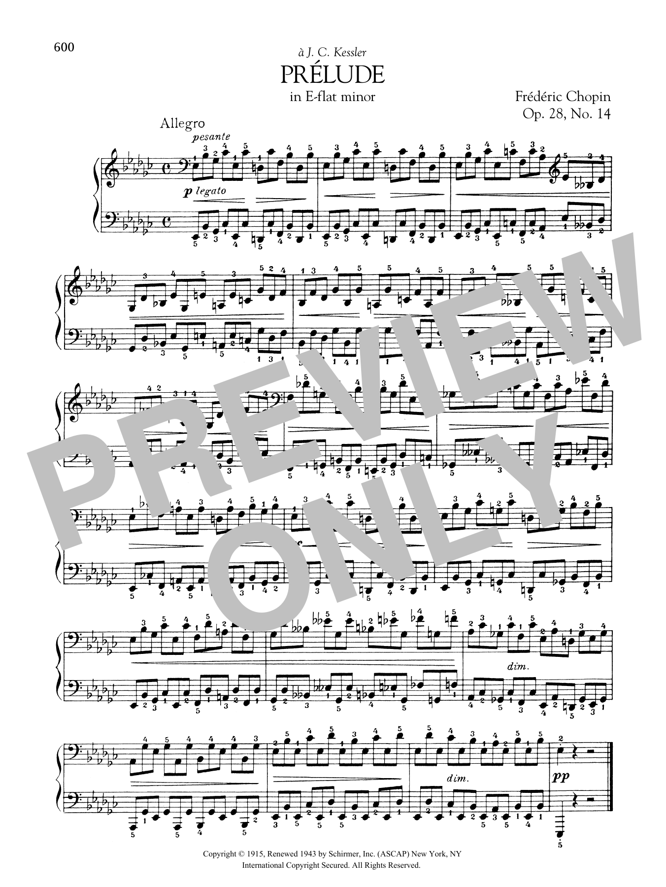 Download Frédéric Chopin Prélude in E-flat minor, Op. 28, No. 14 Sheet Music and learn how to play Piano Solo PDF digital score in minutes