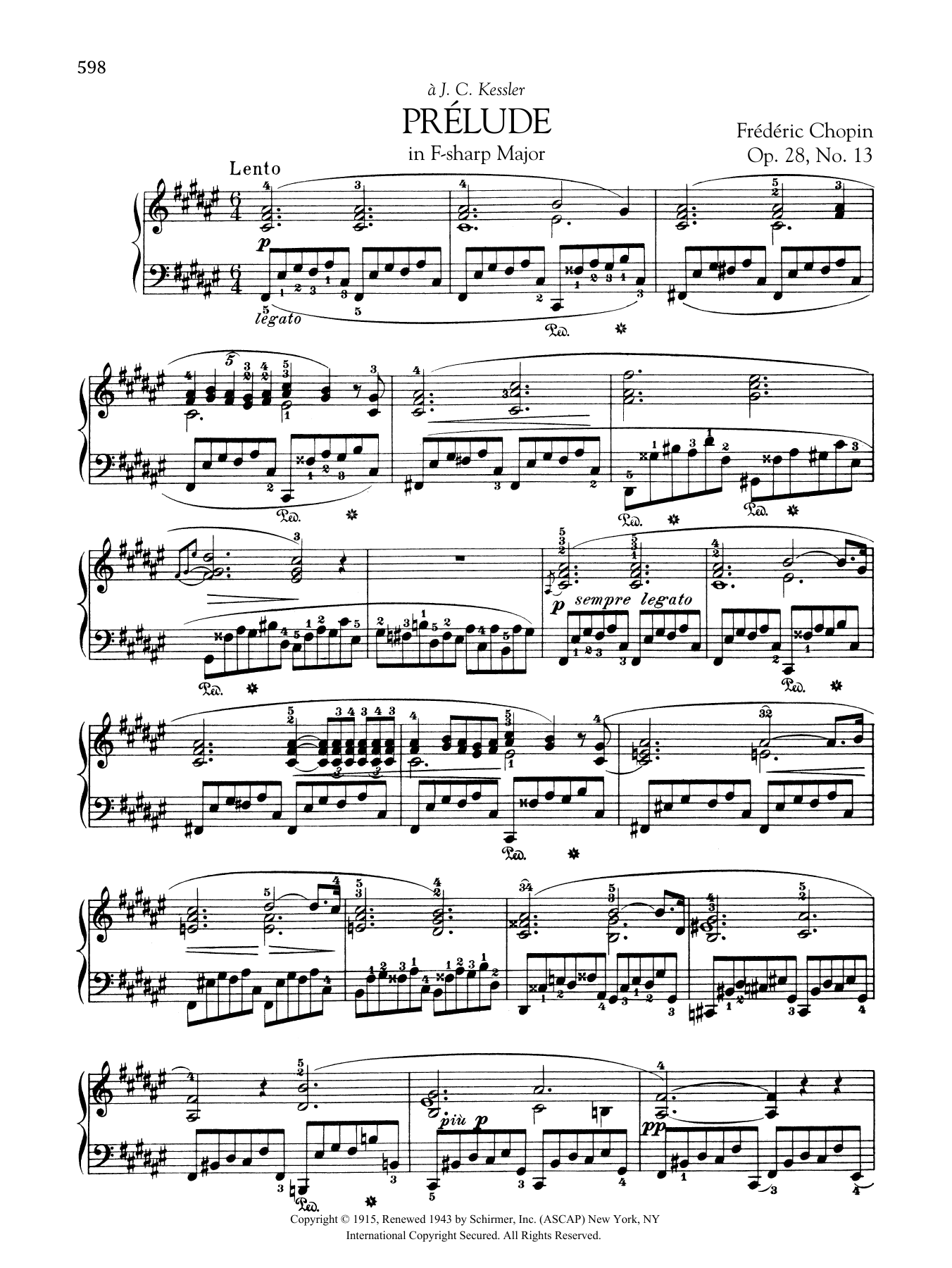 Download Frederic Chopin Prelude In F-Sharp Major, Op. 28, No. 13 Sheet Music and learn how to play Piano Solo PDF digital score in minutes