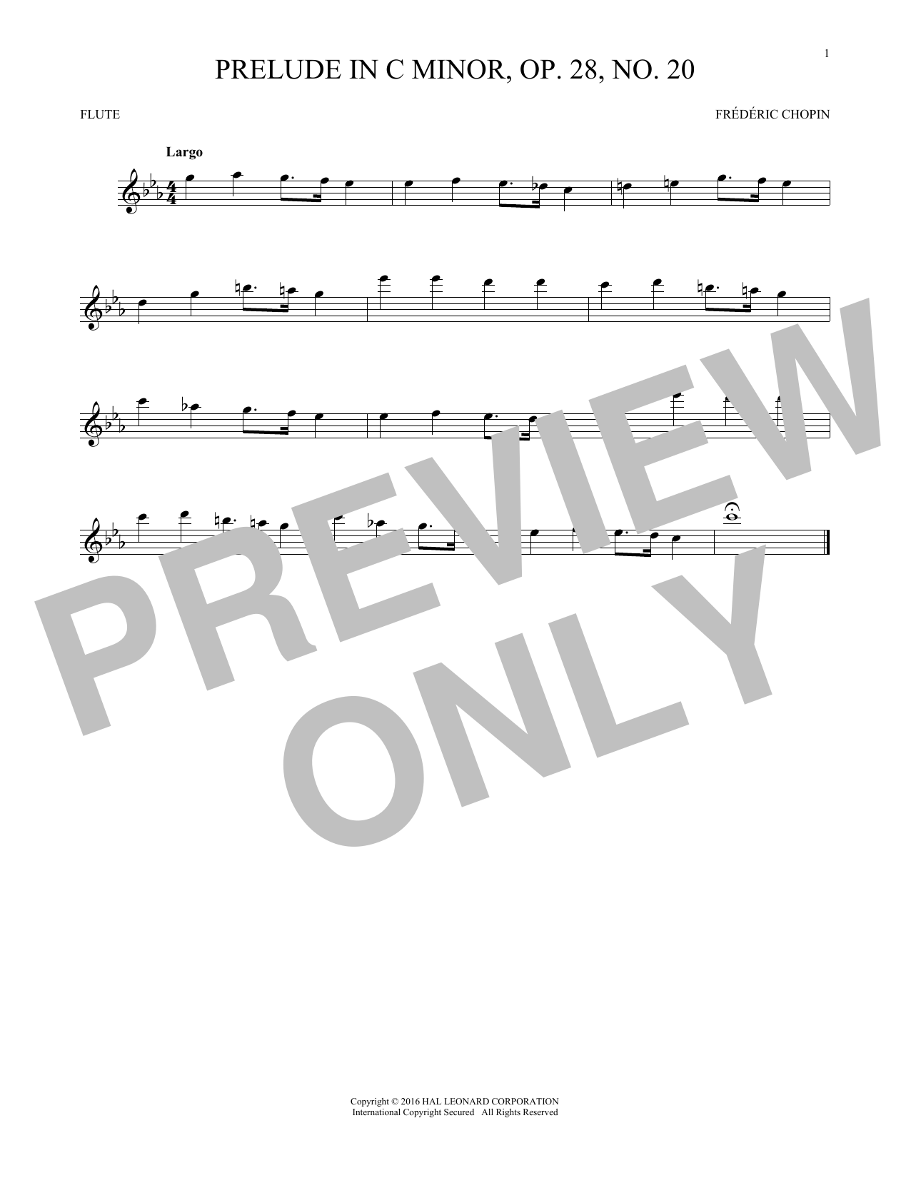 Download Frederic Chopin Prelude, Op. 28, No. 20 Sheet Music and learn how to play Trumpet PDF digital score in minutes