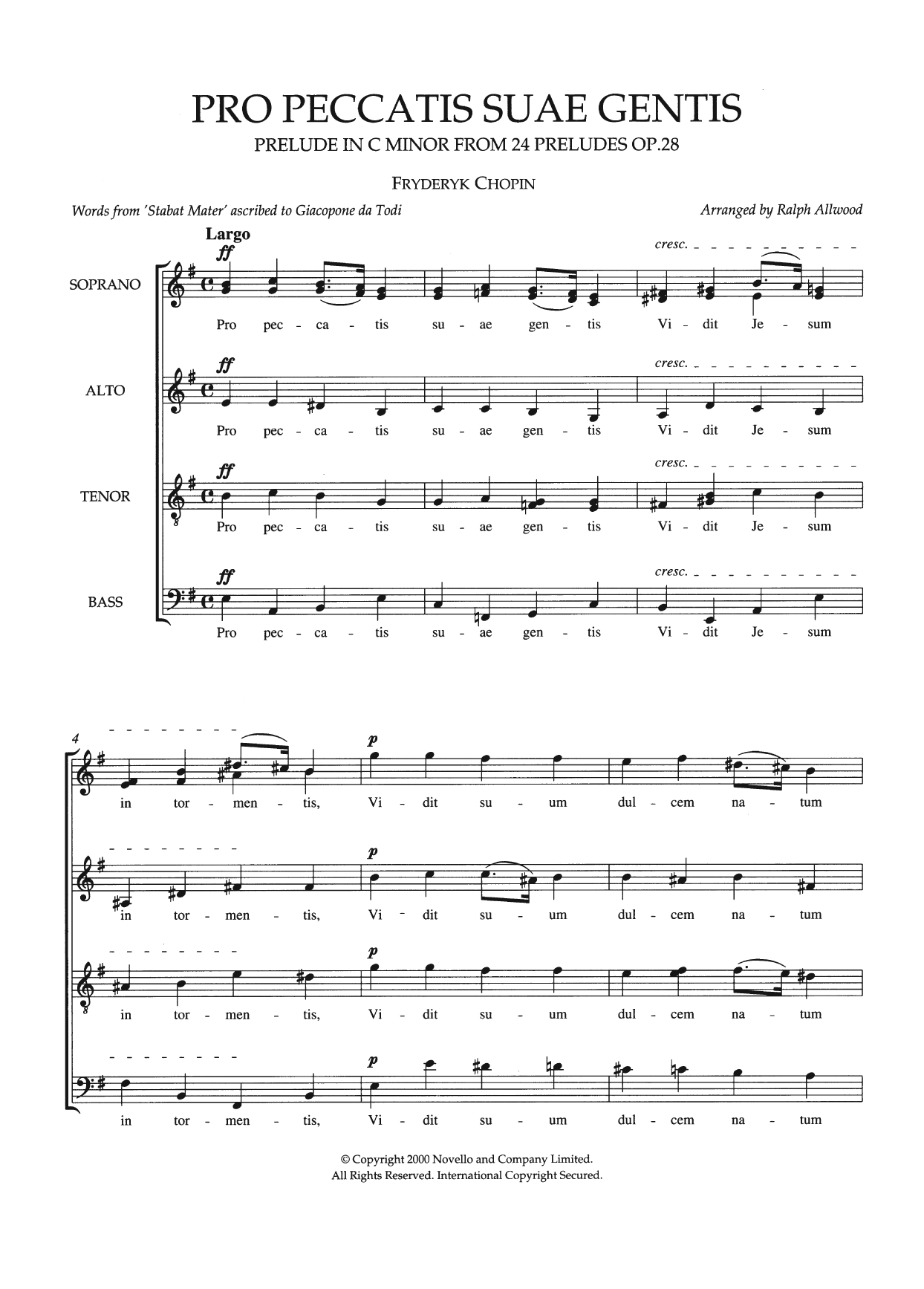 Download Frederic Chopin Pro Peccatis Suae Gentis (arr. Ralph Allwood) Sheet Music and learn how to play SATB Choir PDF digital score in minutes