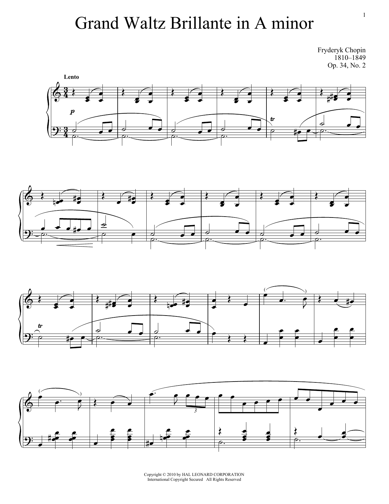 Download Frederic Chopin Valse Brillante, Op. 34, No. 2 Sheet Music and learn how to play Piano PDF digital score in minutes