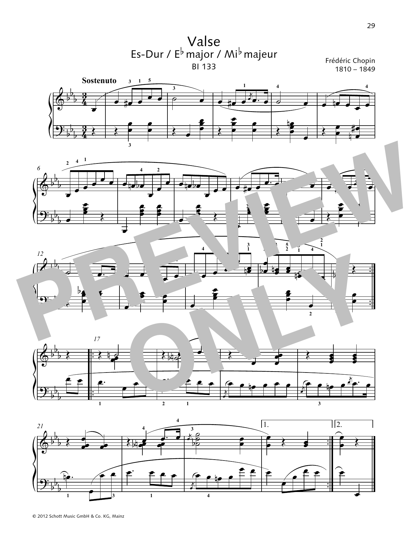 Download Frédéric Chopin Valse E-flat major Sheet Music and learn how to play Piano Solo PDF digital score in minutes