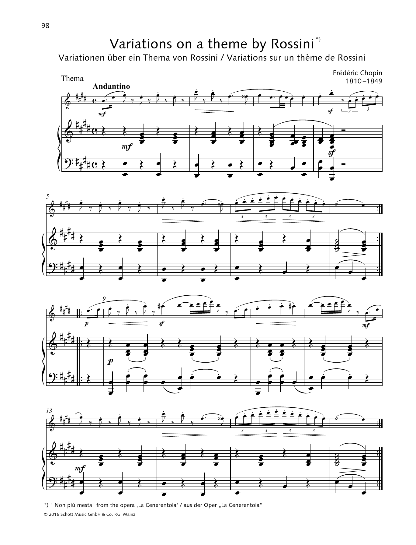 Download Frédéric Chopin Variations on a theme by Rossini Sheet Music and learn how to play Woodwind Solo PDF digital score in minutes