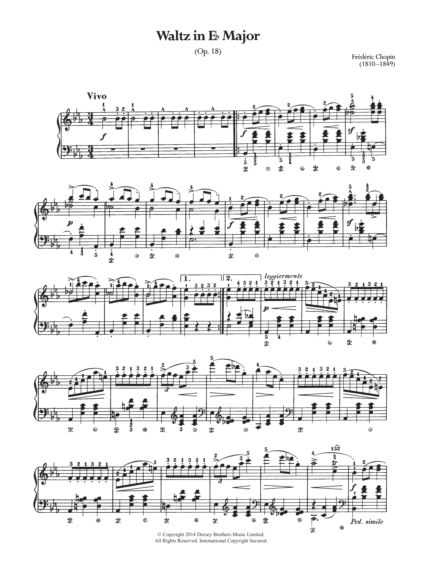 Download Frederic Chopin Waltz Op.18 (from 'Les Sylphides') Sheet Music and learn how to play Piano PDF digital score in minutes