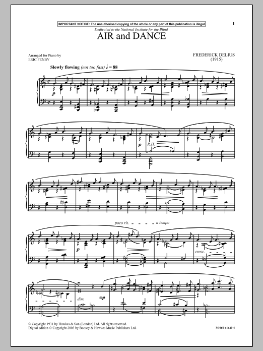 Download Frederick Delius Air And Dance Sheet Music and learn how to play Piano PDF digital score in minutes