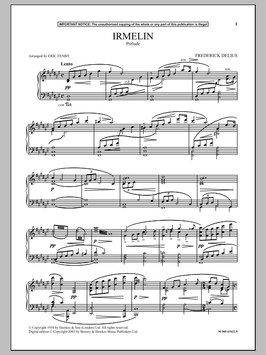 Download Frederick Delius Irmelin (Prelude) Sheet Music and learn how to play Piano PDF digital score in minutes