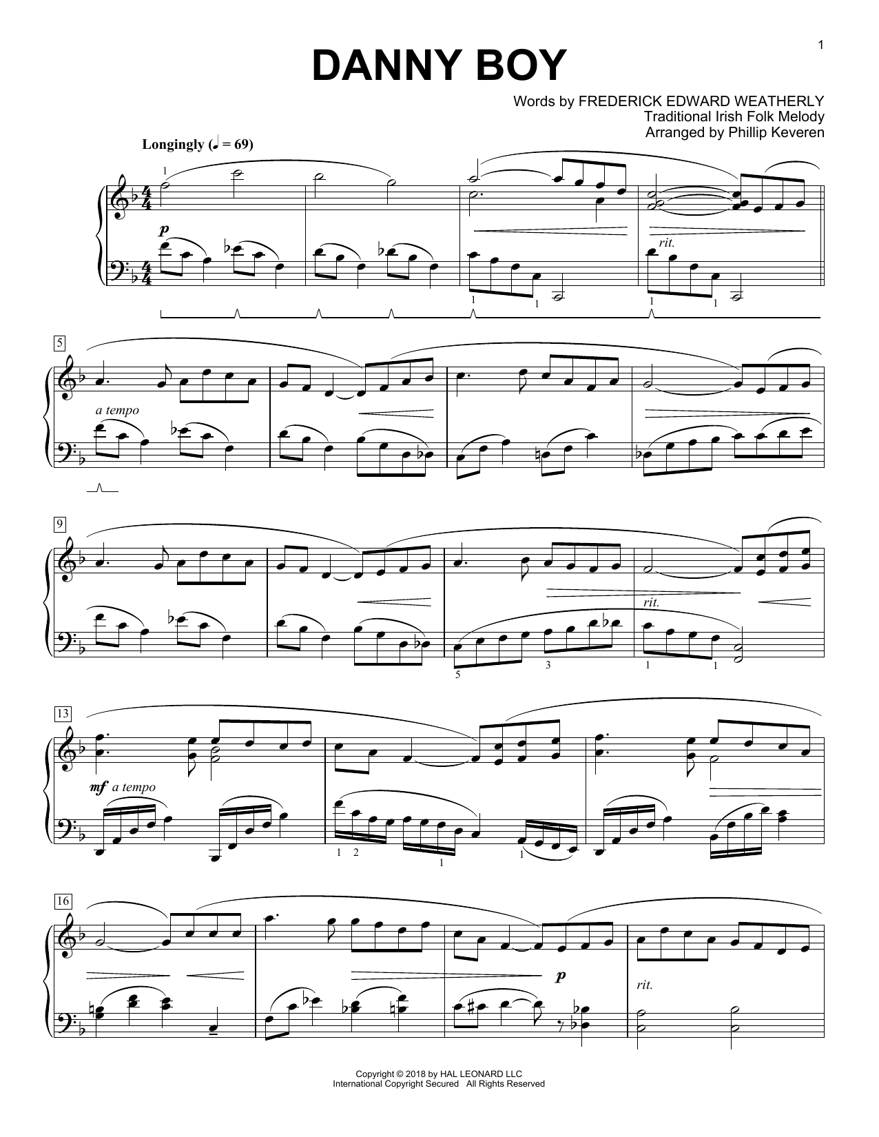 Download Phillip Keveren Danny Boy Sheet Music and learn how to play Piano PDF digital score in minutes