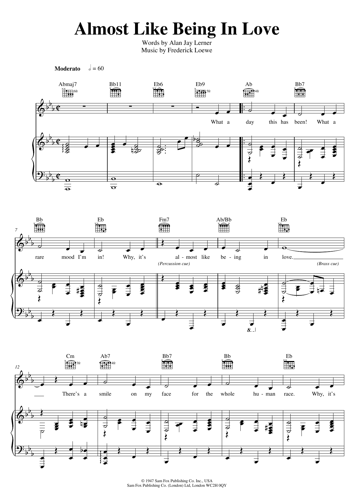 Frederick Loewe Almost Like Being In Love Sheet Music And Chords Download 1 Page Printable Pdf 9149