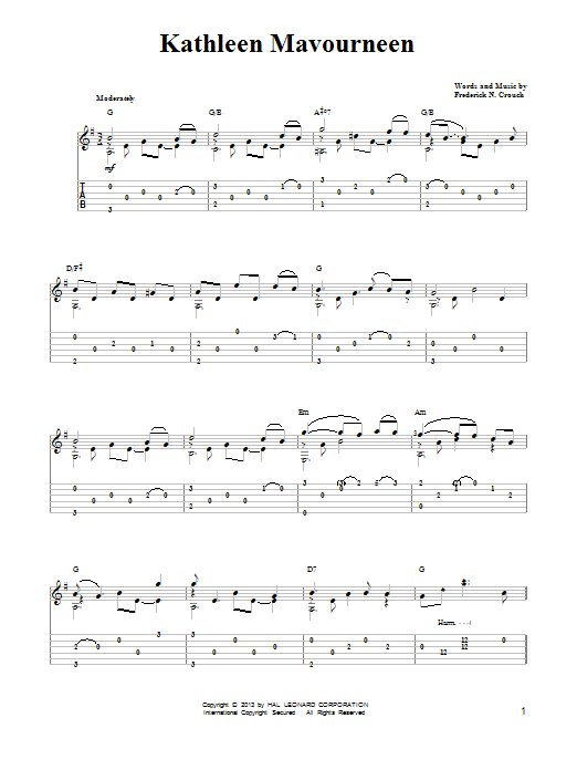 Download Mark Phillips Kathleen Mavoureen Sheet Music and learn how to play Easy Guitar Tab PDF digital score in minutes
