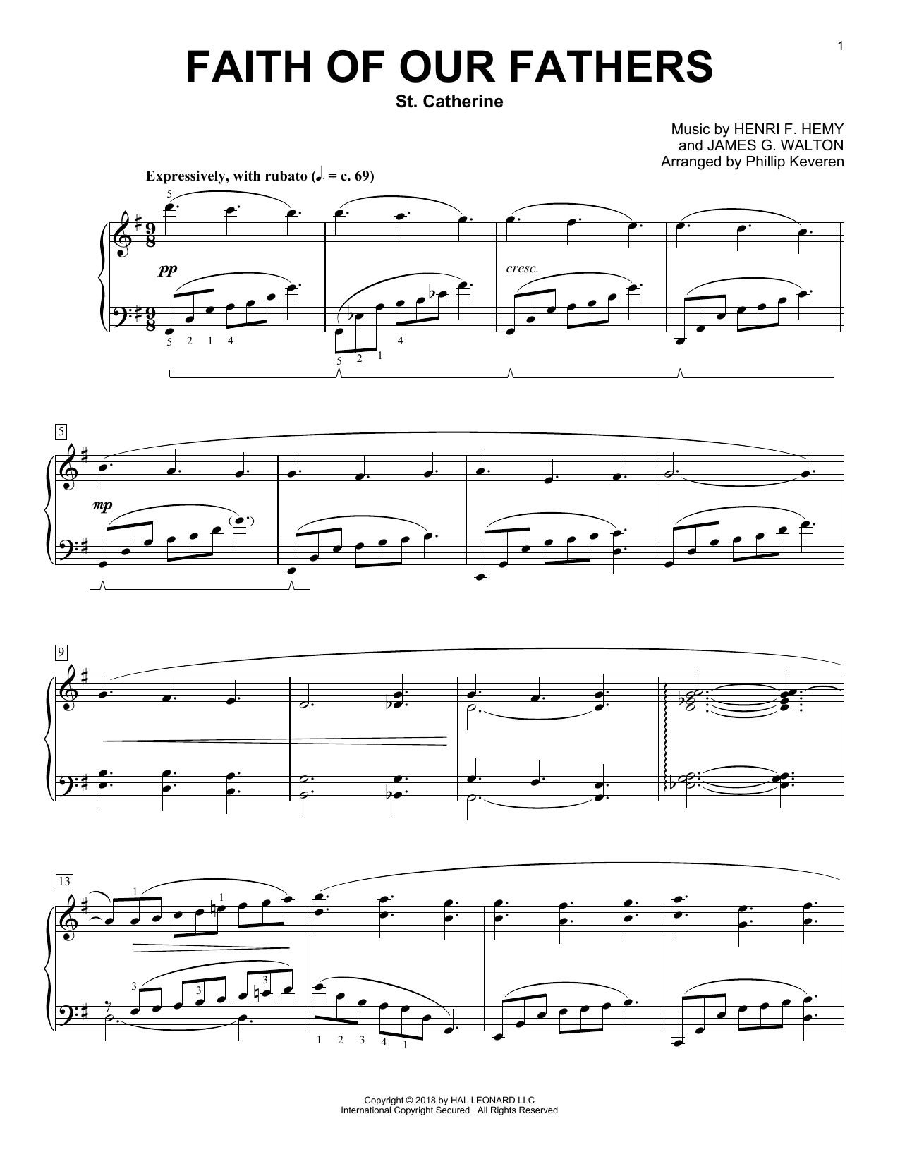 Download Frederick William Faber Faith Of Our Fathers [Classical version] (arr. Phillip Keveren) Sheet Music and learn how to play Piano Solo PDF digital score in minutes