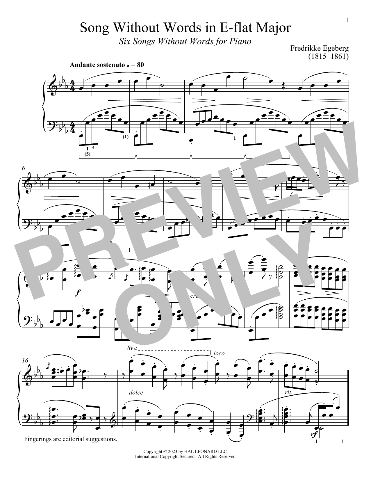 Download Fredrikke Egeberg Andante sostenuto Sheet Music and learn how to play Piano Solo PDF digital score in minutes