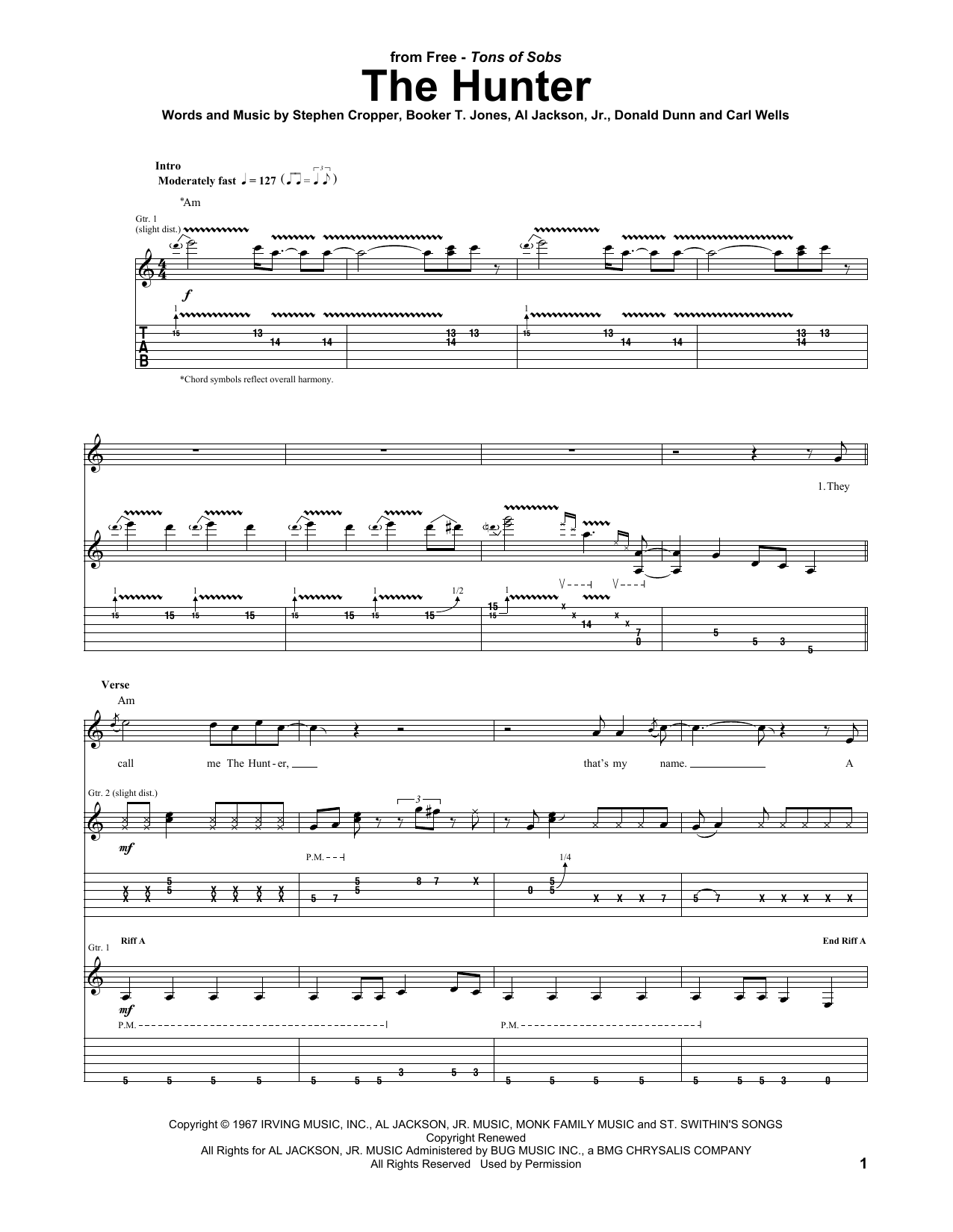 Download Free The Hunter Sheet Music and learn how to play Guitar Tab PDF digital score in minutes