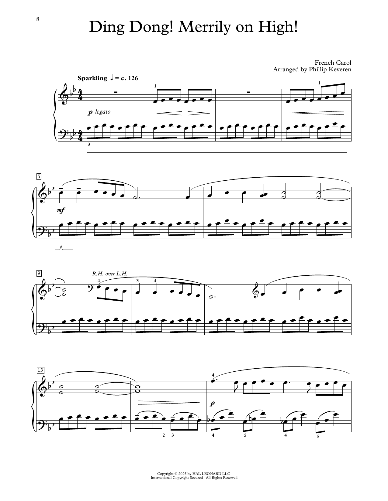 Download French Carol Ding Dong! Merrily On High! (arr. Phillip Keveren) Sheet Music and learn how to play Educational Piano PDF digital score in minutes