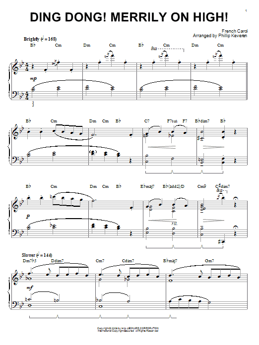 Download Traditional Carol Ding Dong! Merrily On High! Sheet Music and learn how to play Piano PDF digital score in minutes