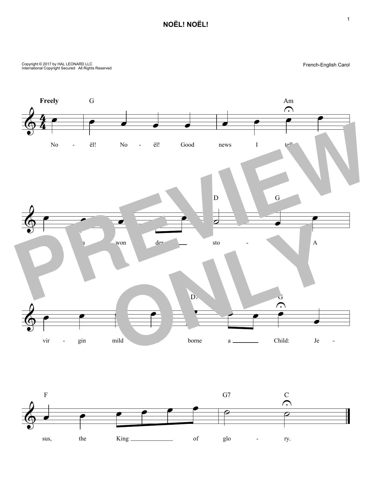 Download French-English Carol Noel! Noel! Sheet Music and learn how to play Melody Line, Lyrics & Chords PDF digital score in minutes