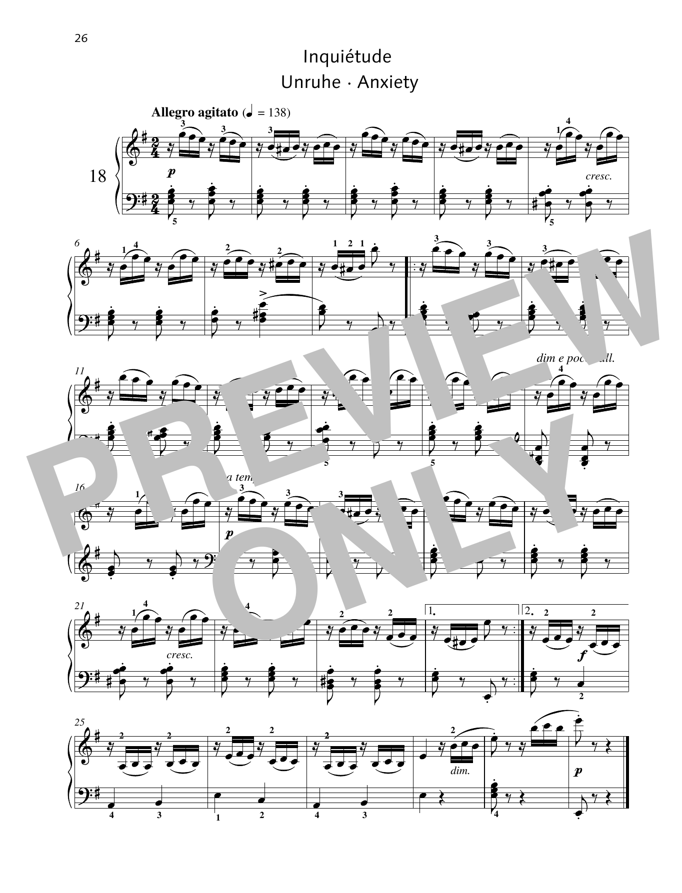 Download Friedrich Burgmuller Anxiety Sheet Music and learn how to play Piano Solo PDF digital score in minutes