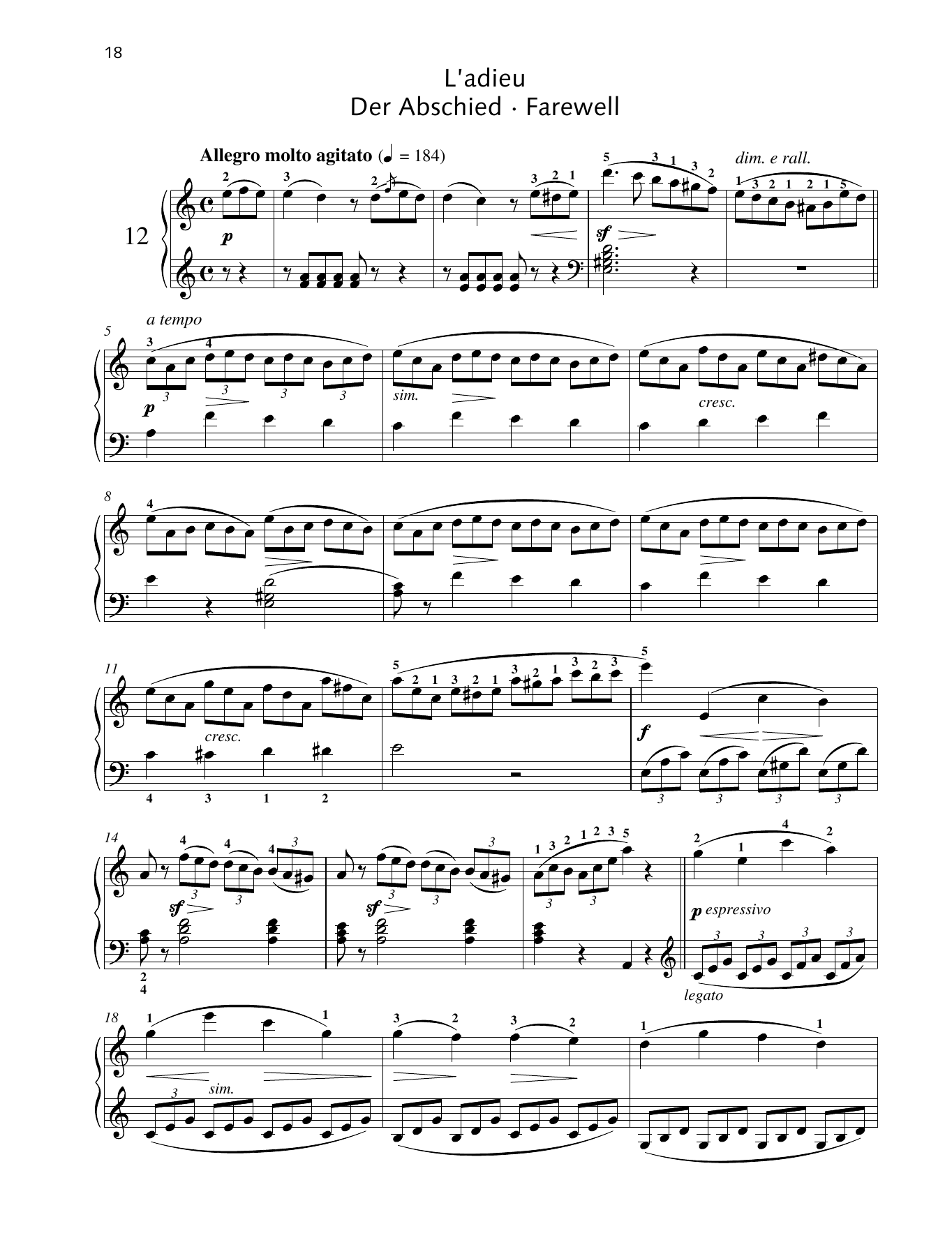 Download Friedrich Burgmuller Farewell Sheet Music and learn how to play Piano Solo PDF digital score in minutes