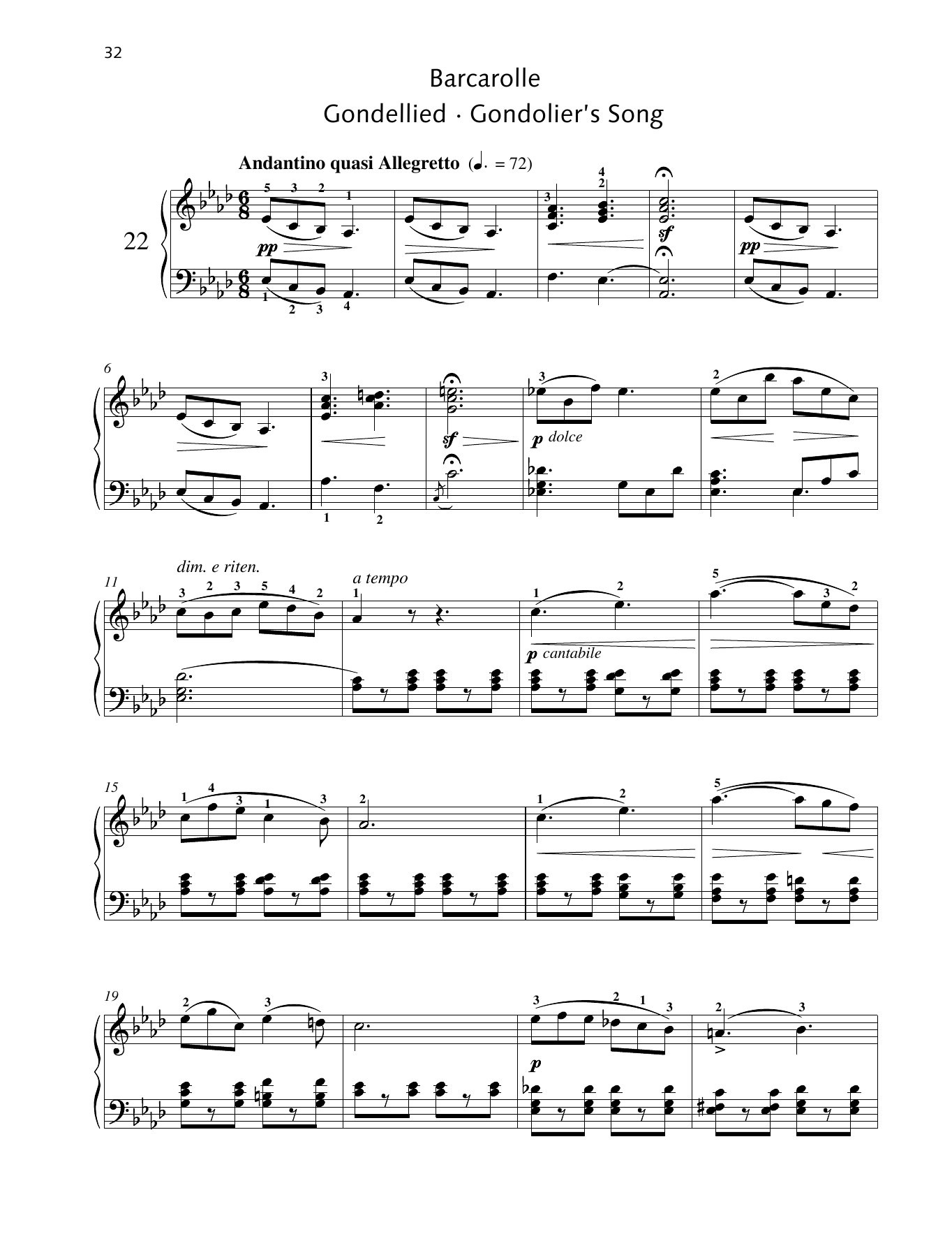 Download Friedrich Burgmuller Gondolier's Song Sheet Music and learn how to play Piano Solo PDF digital score in minutes