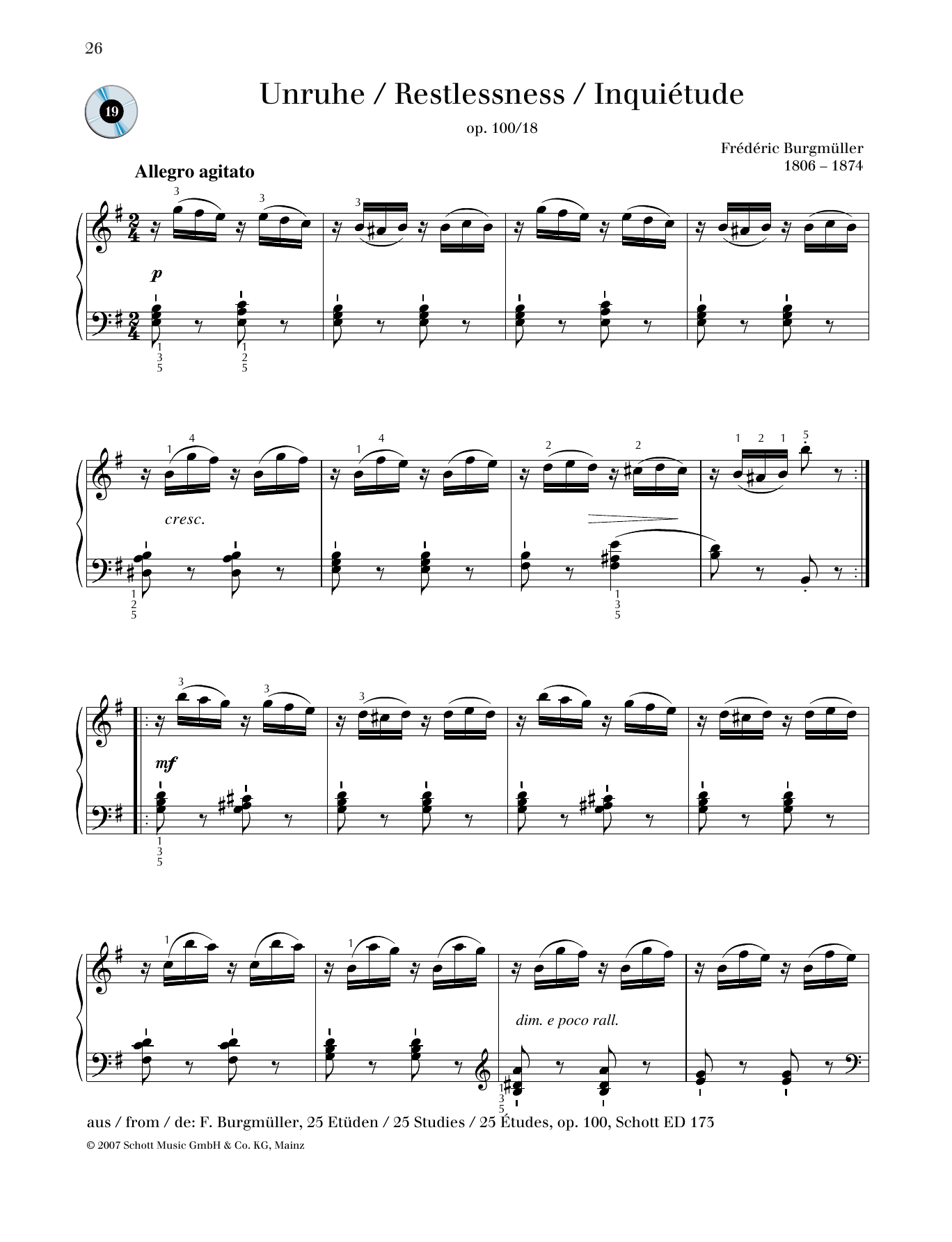 Download Friedrich Burgmuller Restlessness Sheet Music and learn how to play Piano Solo PDF digital score in minutes