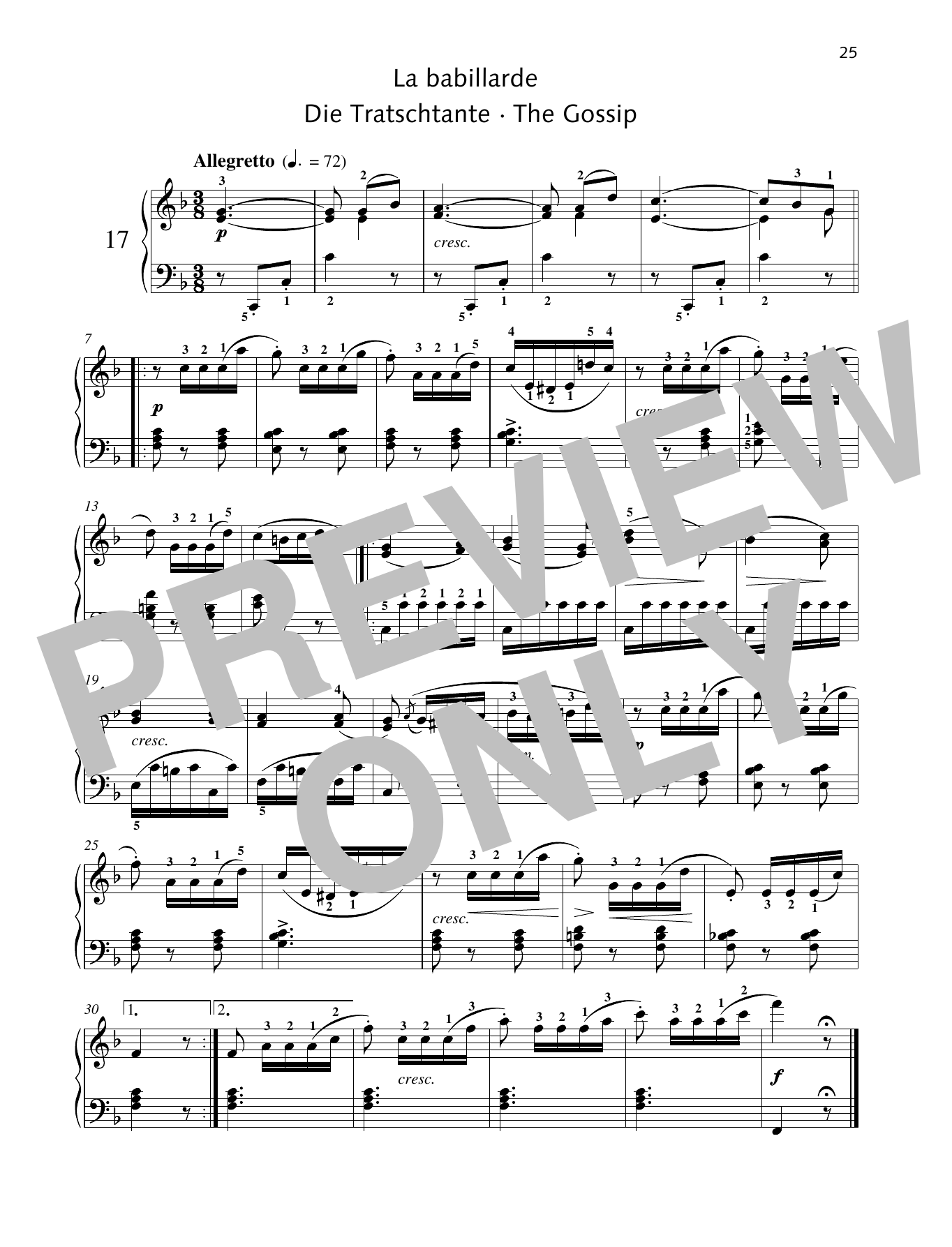 Download Friedrich Burgmuller The Gossip Sheet Music and learn how to play Piano Solo PDF digital score in minutes