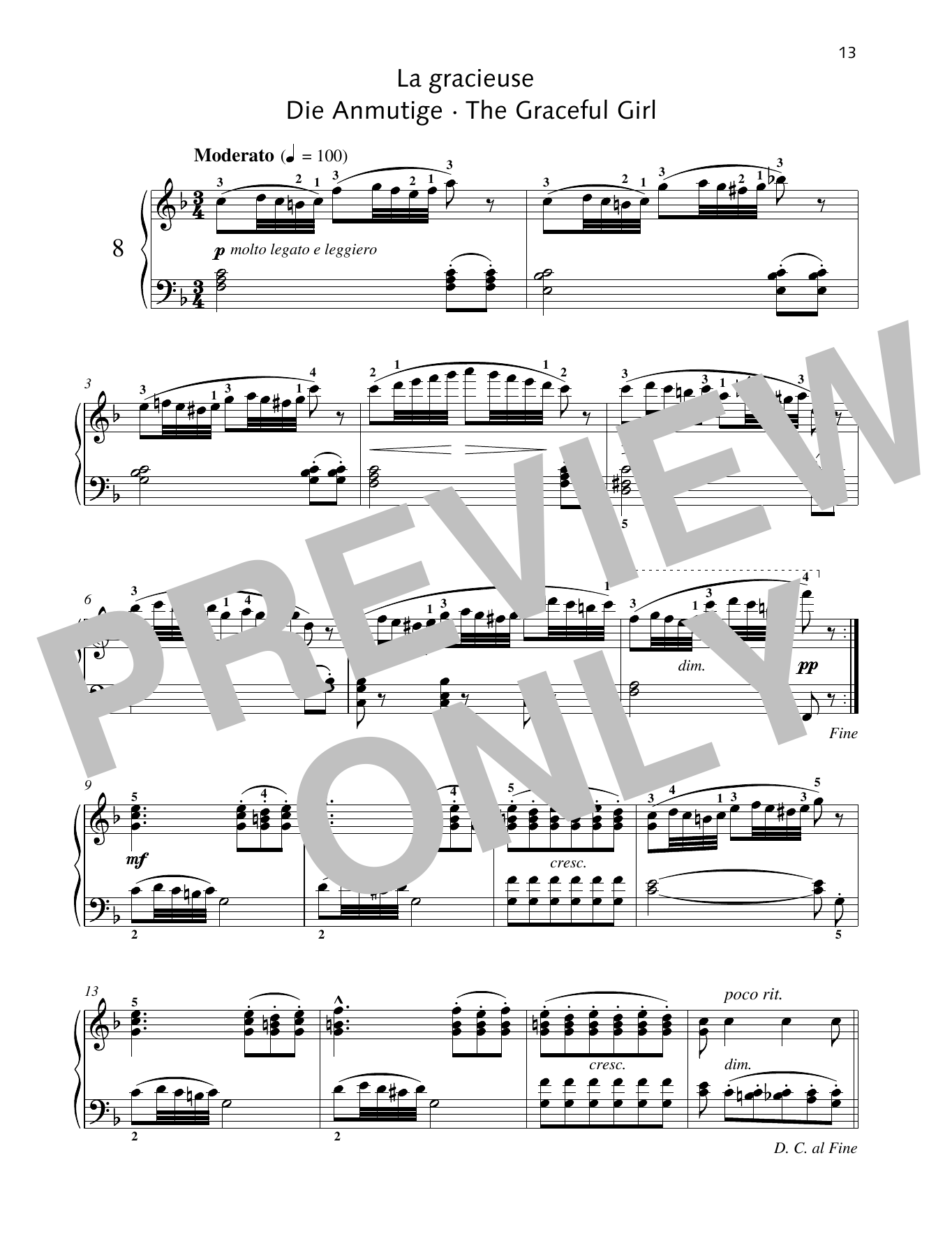 Download Friedrich Burgmuller The Graceful Girl Sheet Music and learn how to play Piano Solo PDF digital score in minutes