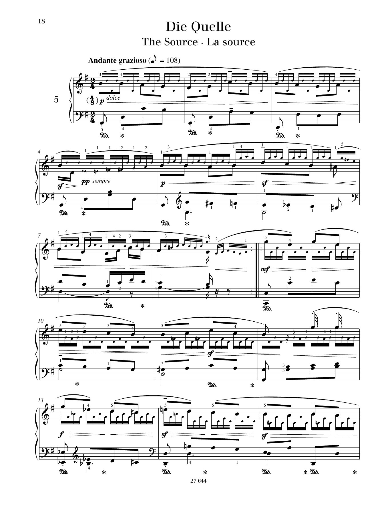 Download Friedrich Burgmuller The Source Sheet Music and learn how to play Piano Solo PDF digital score in minutes