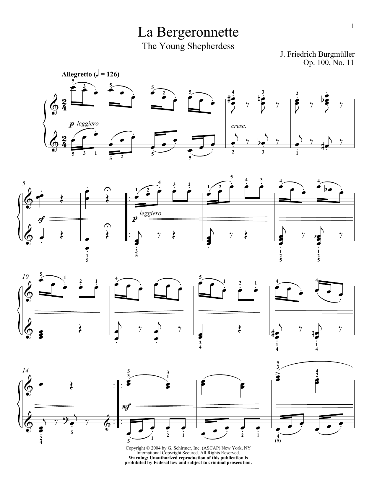 Download Friedrich Burgmuller The Wagtail (La Bergeronnette), Op. 100, No. 11 Sheet Music and learn how to play Piano PDF digital score in minutes