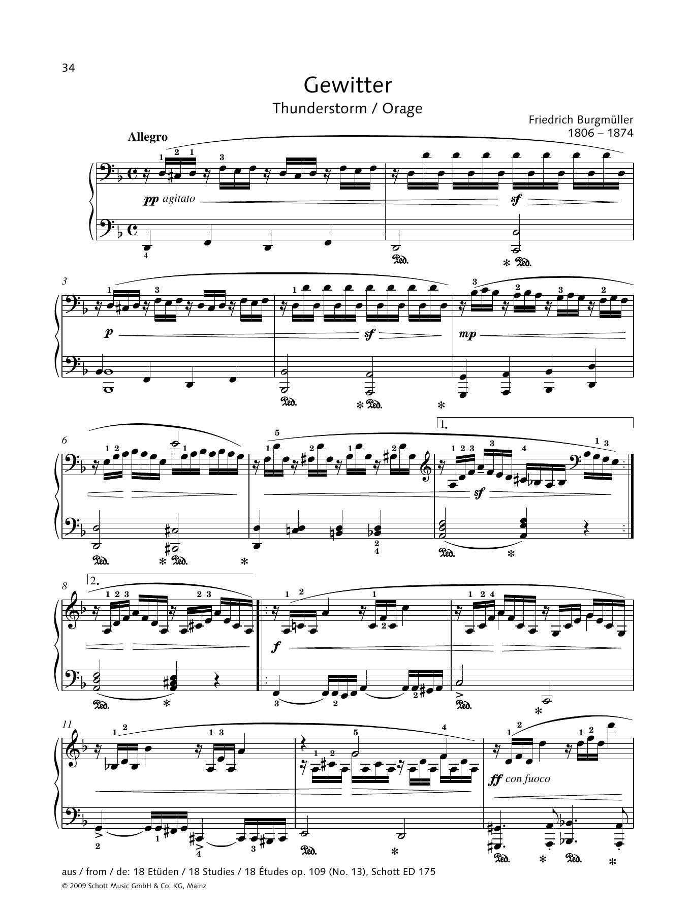 Download Friedrich Burgmuller Thunderstorm Sheet Music and learn how to play Piano Solo PDF digital score in minutes