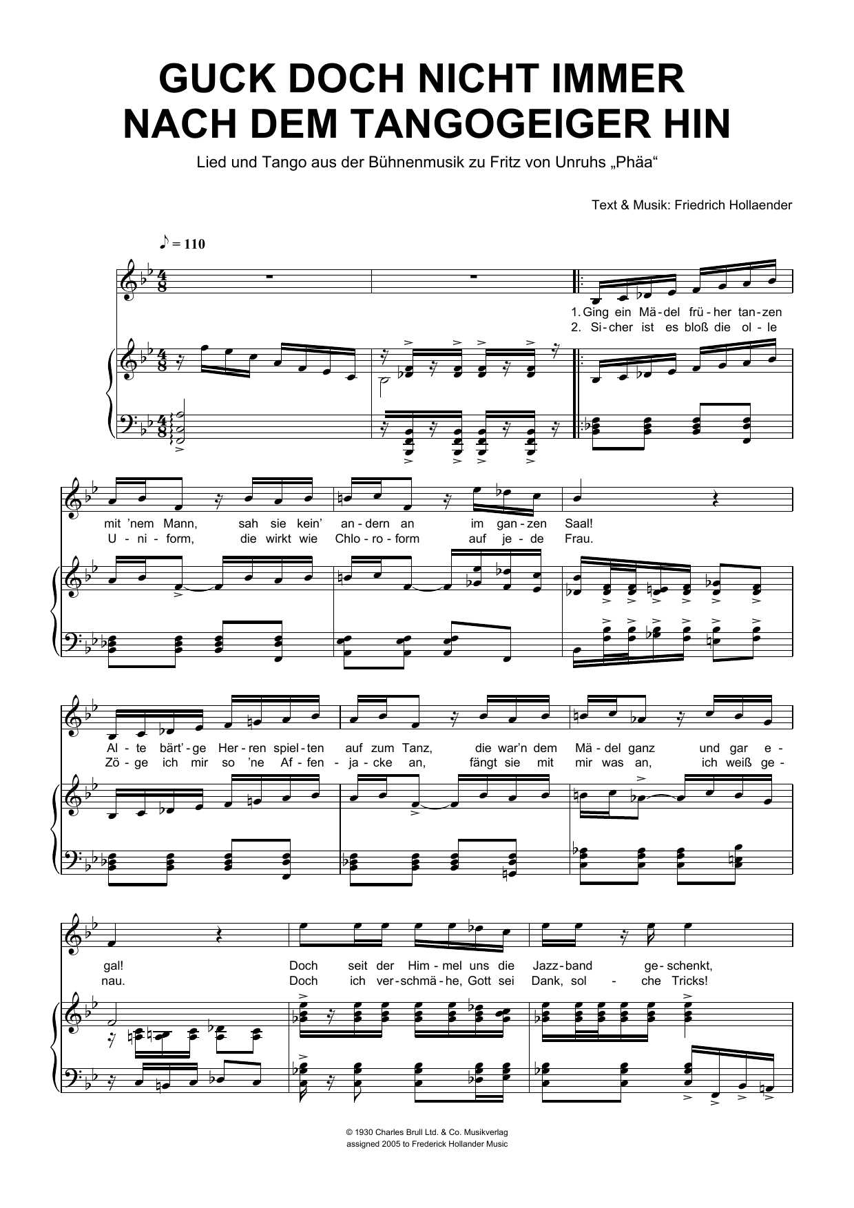 Download Friedrich Hollaender Guck Doch Nicht Immer Nach Dem Tangogeiger Hin Sheet Music and learn how to play Piano & Vocal PDF digital score in minutes