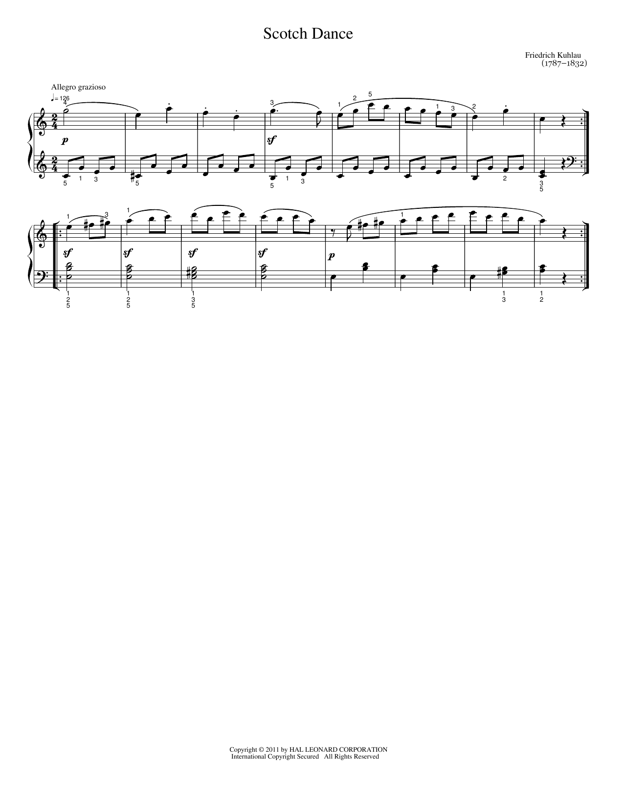 Download Friedrich Kuhlau Scotch Dance Sheet Music and learn how to play Easy Piano PDF digital score in minutes