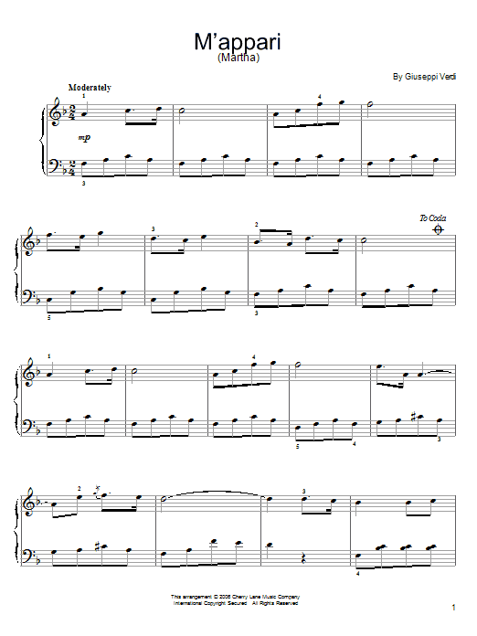 Download Friedrich Von Flotow M'appari tutt'amor Sheet Music and learn how to play Piano & Vocal PDF digital score in minutes