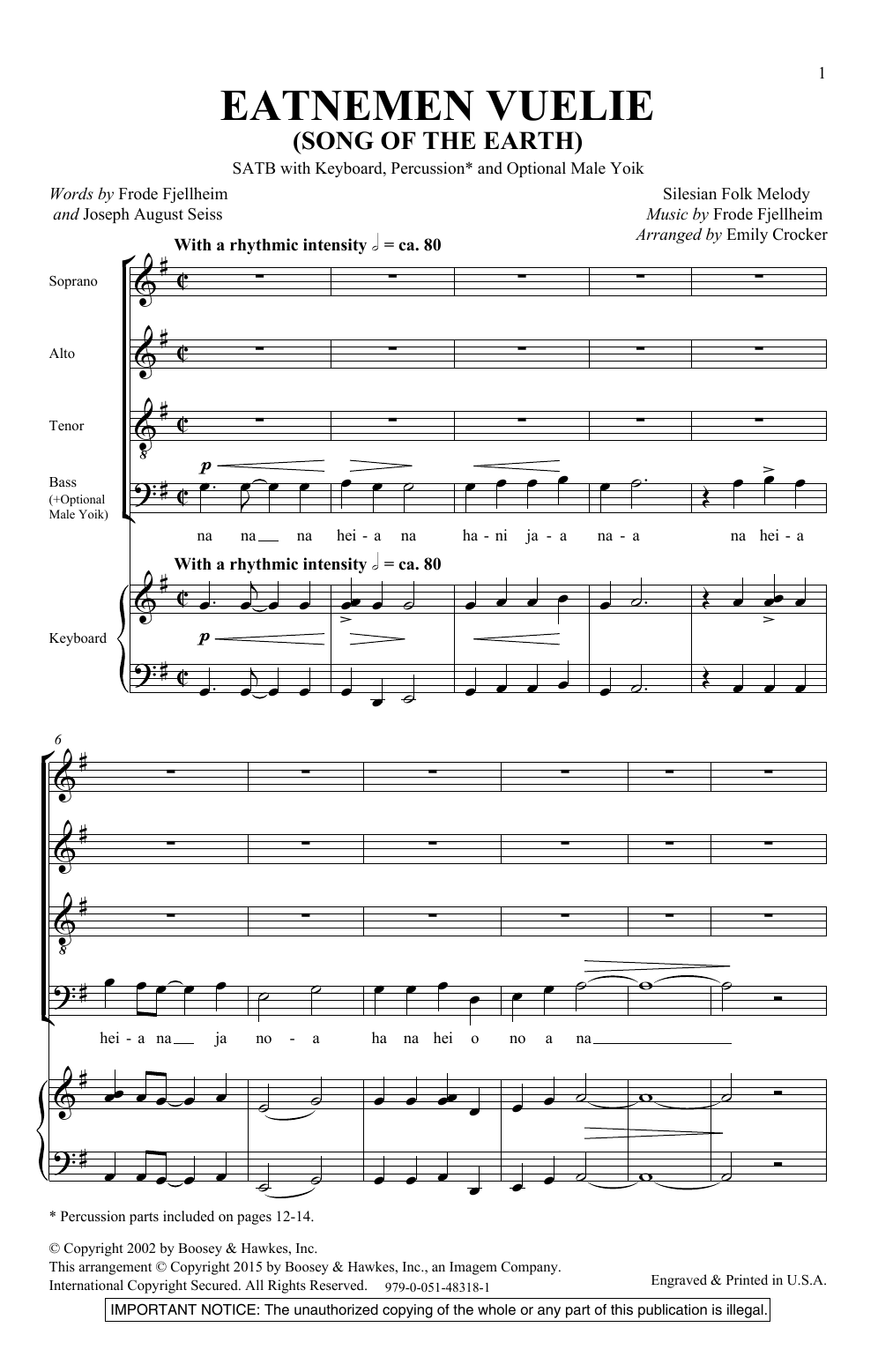 Download Frode Fjellheim Eatnemen Vuelie (Song Of The Earth) (arr. Emily Crocker) Sheet Music and learn how to play SAB Choir PDF digital score in minutes