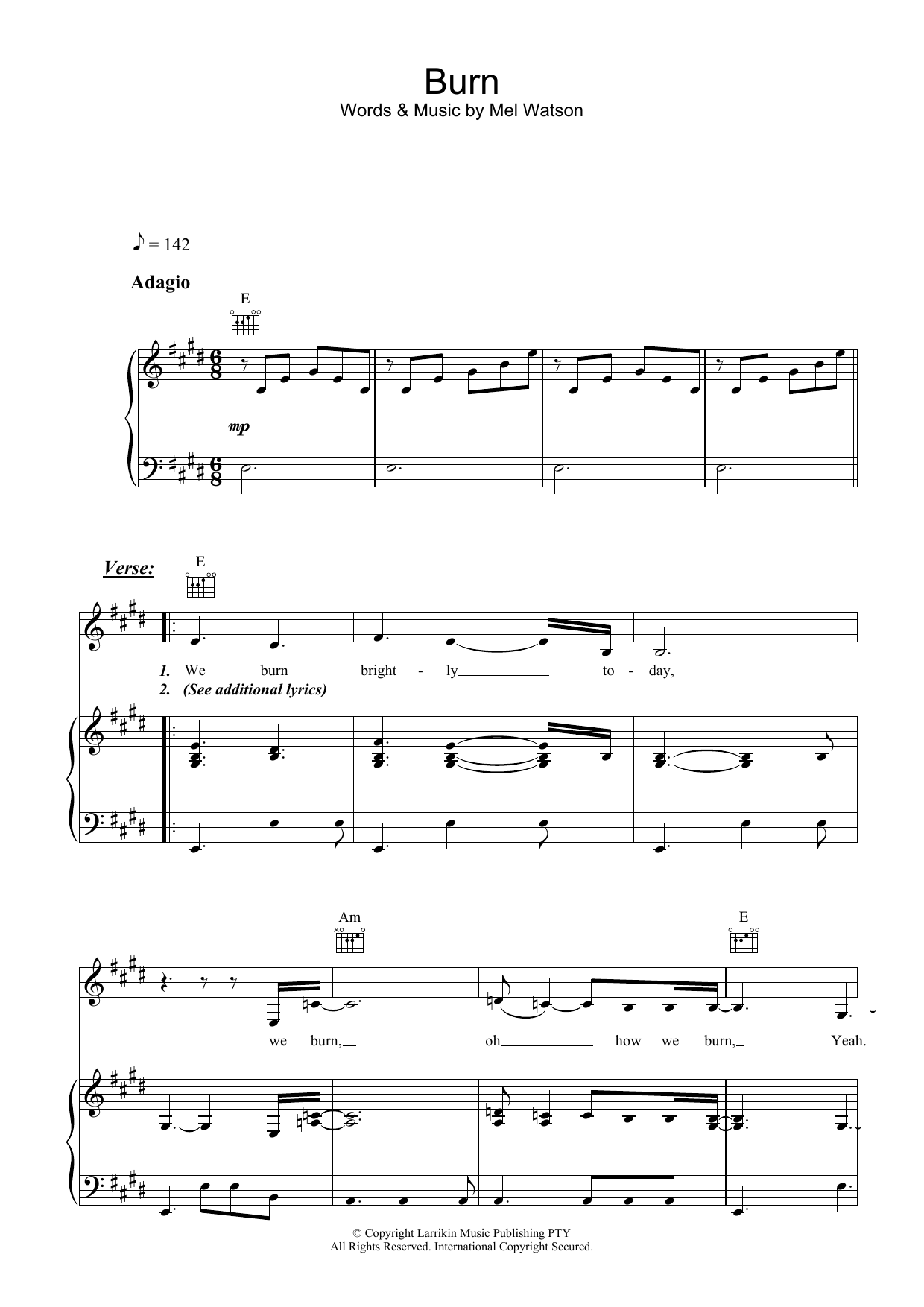 Download Fruit Burn Sheet Music and learn how to play Piano, Vocal & Guitar (Right-Hand Melody) PDF digital score in minutes