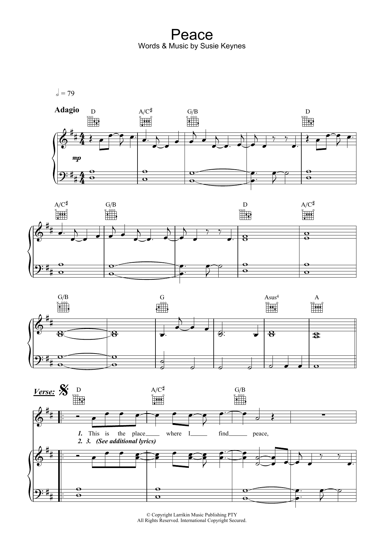 Download Fruit Peace Sheet Music and learn how to play Piano, Vocal & Guitar (Right-Hand Melody) PDF digital score in minutes