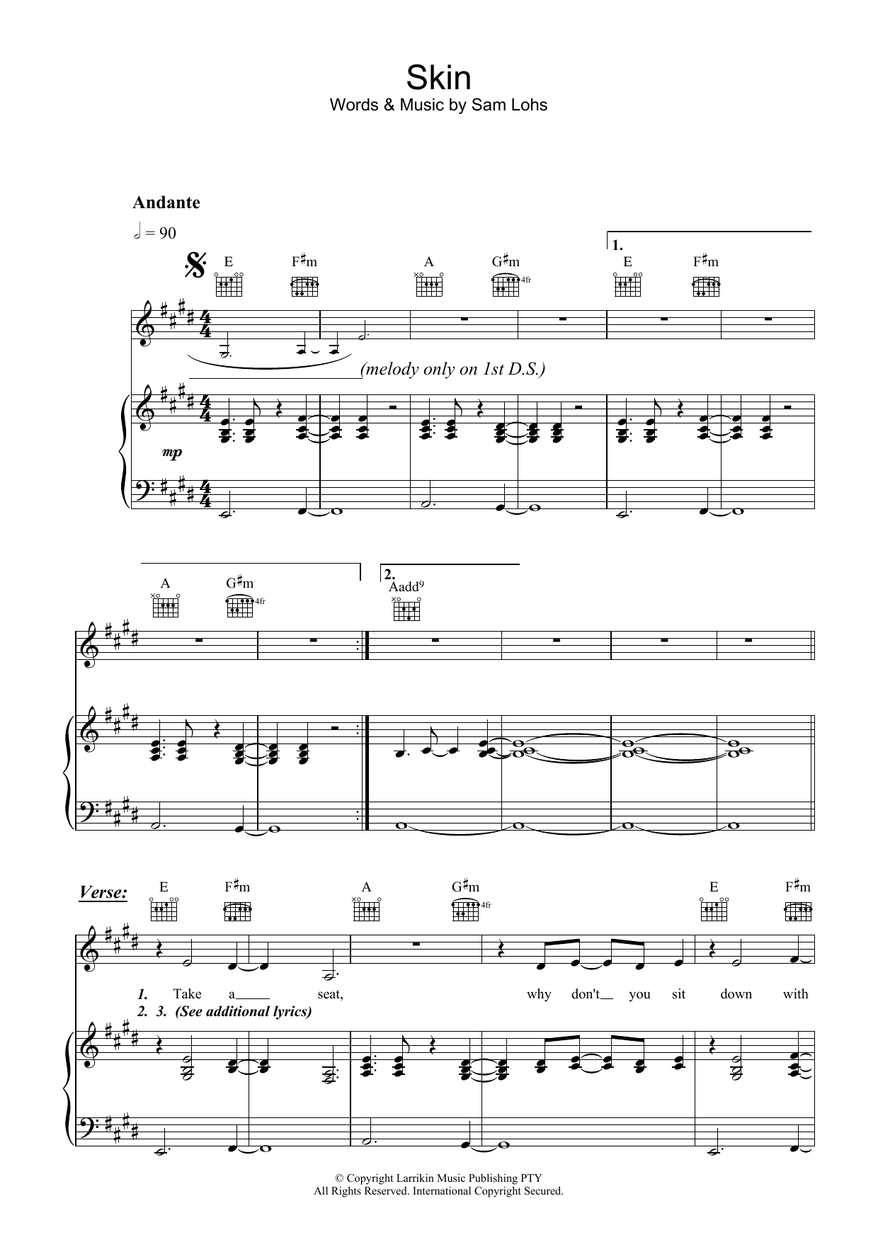 Download Fruit Skin Sheet Music and learn how to play Piano, Vocal & Guitar (Right-Hand Melody) PDF digital score in minutes