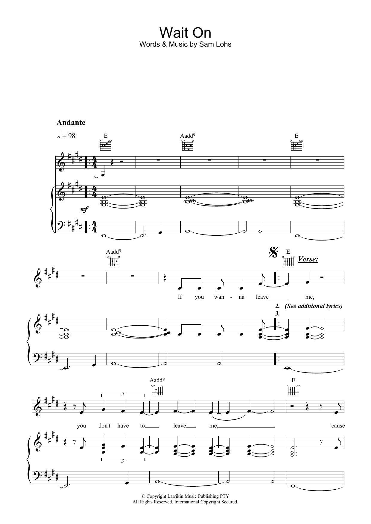 Download Fruit Wait On Sheet Music and learn how to play Piano, Vocal & Guitar (Right-Hand Melody) PDF digital score in minutes