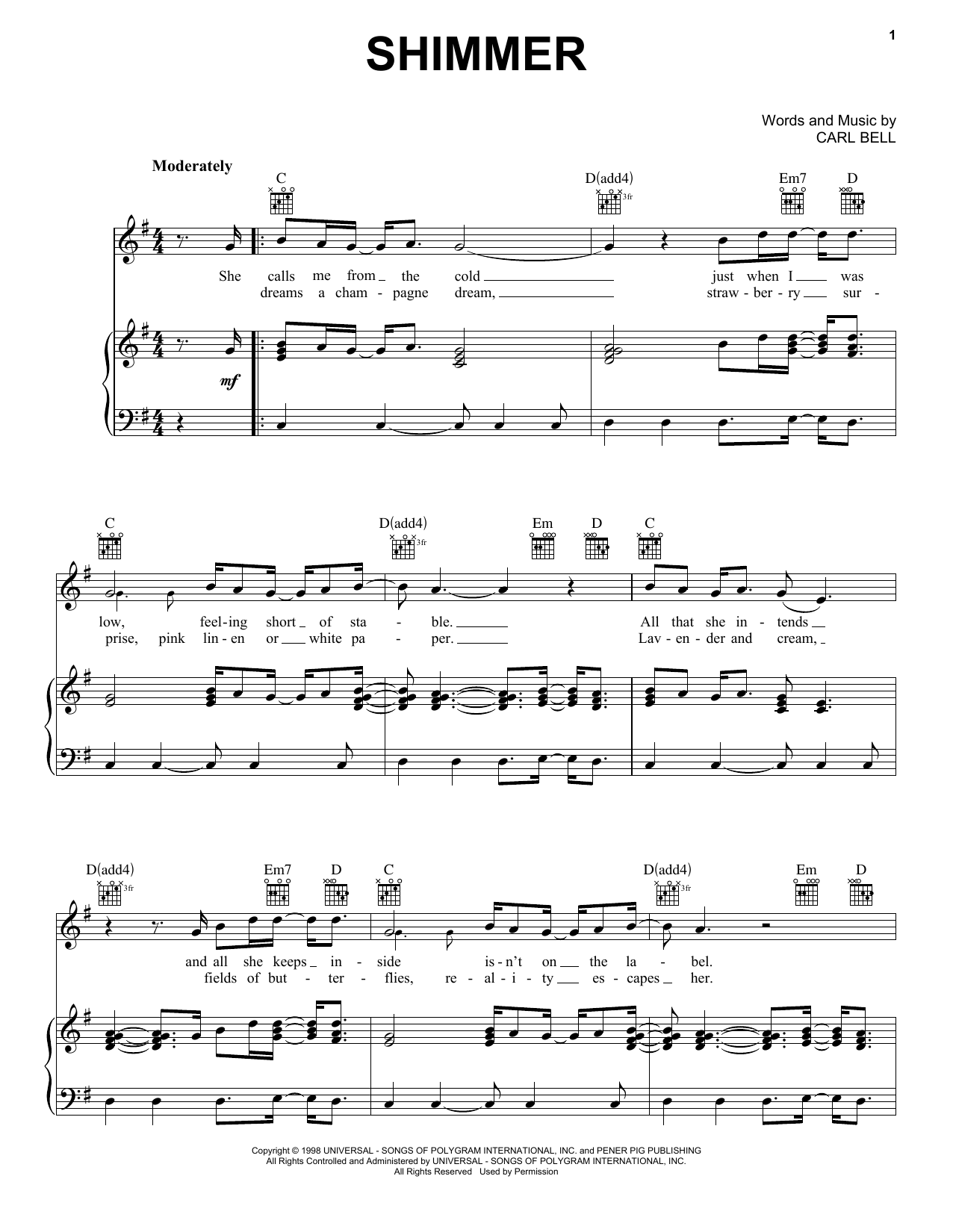 Download Fuel Shimmer Sheet Music and learn how to play Piano, Vocal & Guitar Chords (Right-Hand Melody) PDF digital score in minutes
