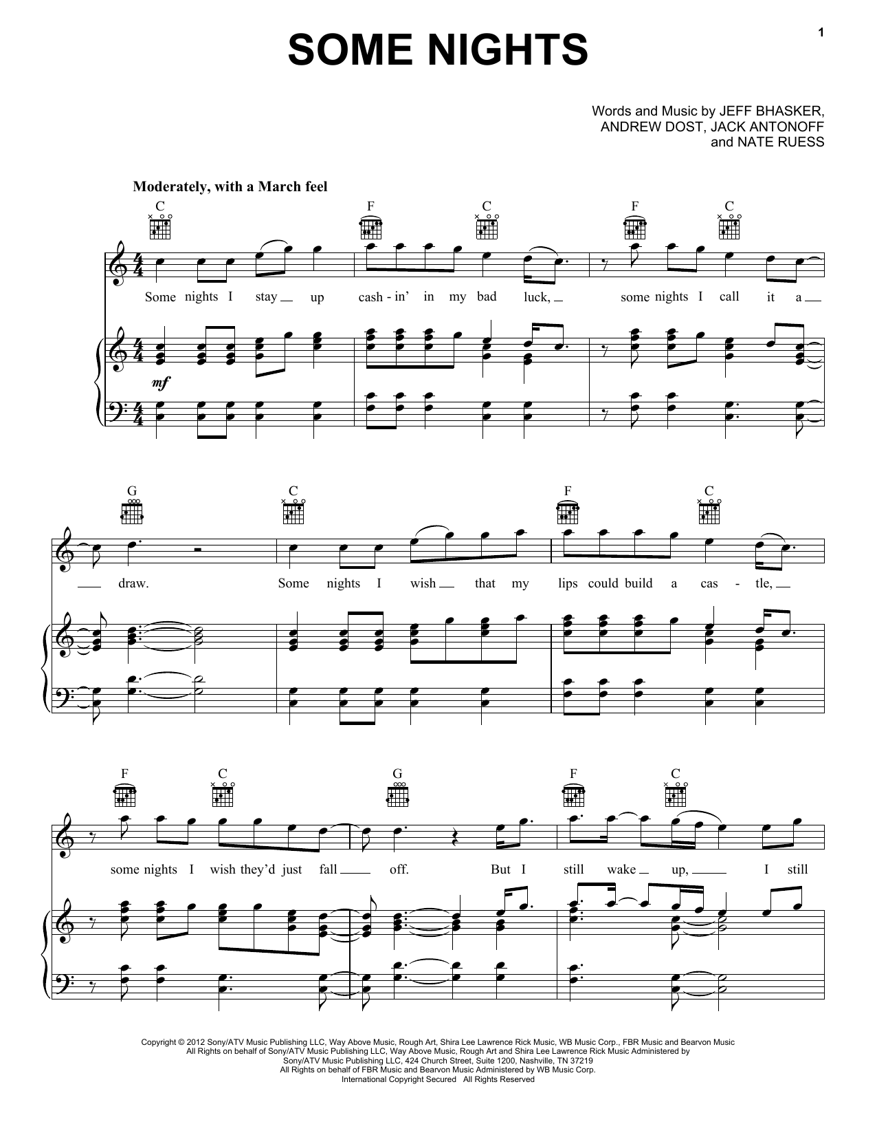 Download fun. Some Nights Sheet Music and learn how to play Piano PDF digital score in minutes