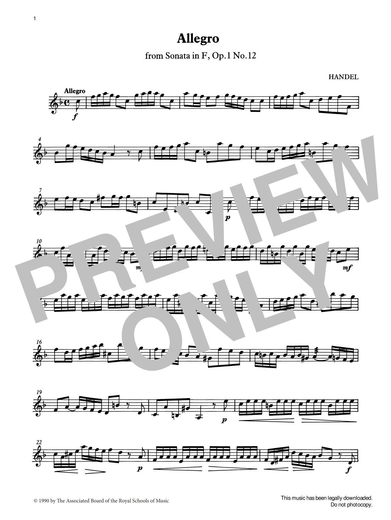 Download G. F. Handel Allegro (score & part) from Graded Music for Tuned Percussion, Book III Sheet Music and learn how to play Percussion Solo PDF digital score in minutes