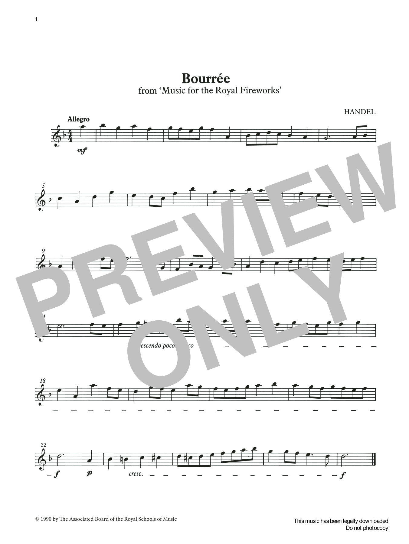 Download G. F. Handel Bourrée from Graded Music for Tuned Percussion, Book I Sheet Music and learn how to play Percussion Solo PDF digital score in minutes