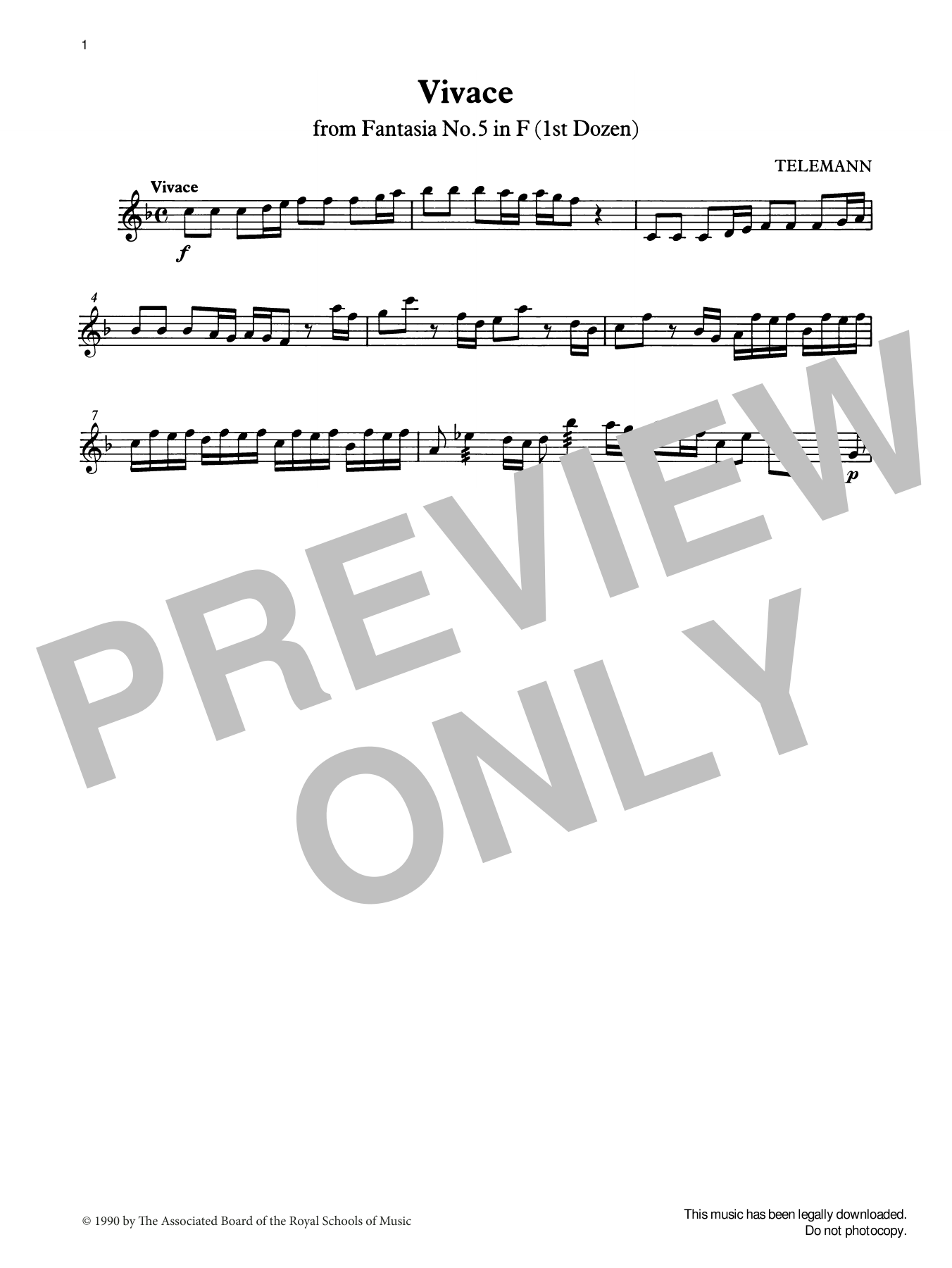 Download G. P. Telemann Vivace from Graded Music for Tuned Percussion, Book III Sheet Music and learn how to play Percussion Solo PDF digital score in minutes