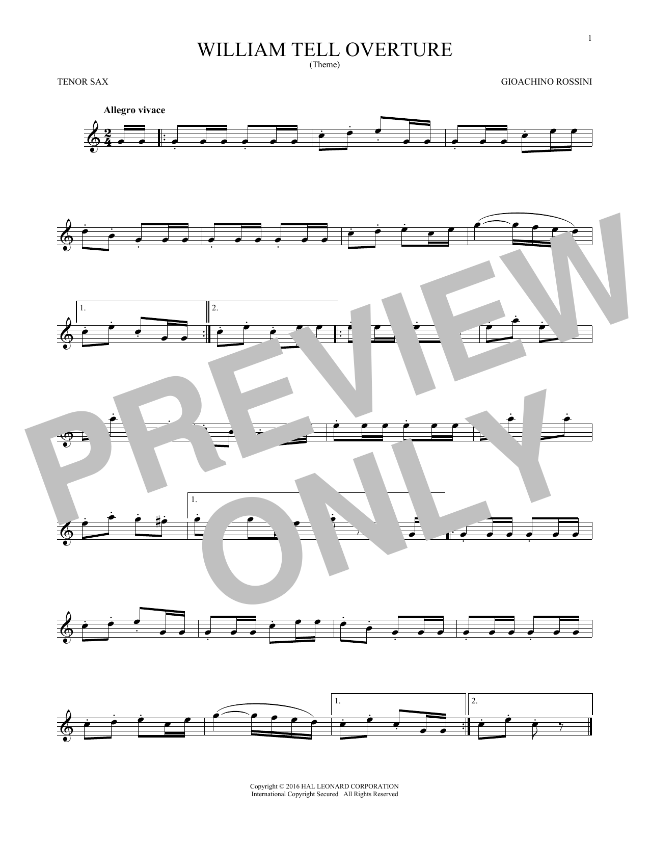 Download G. Rossini William Tell Overture Sheet Music and learn how to play Clarinet Duet PDF digital score in minutes