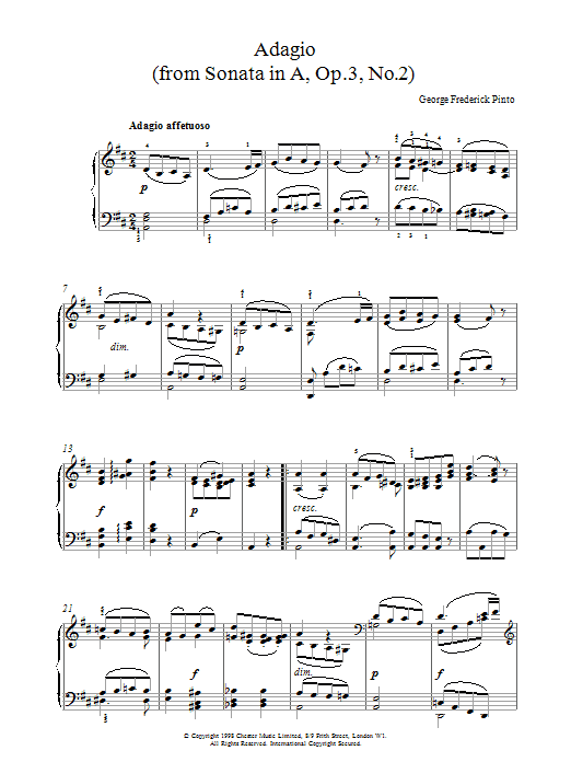George Frederick Pinto Adagio Op.3 No.2 Sheet Music