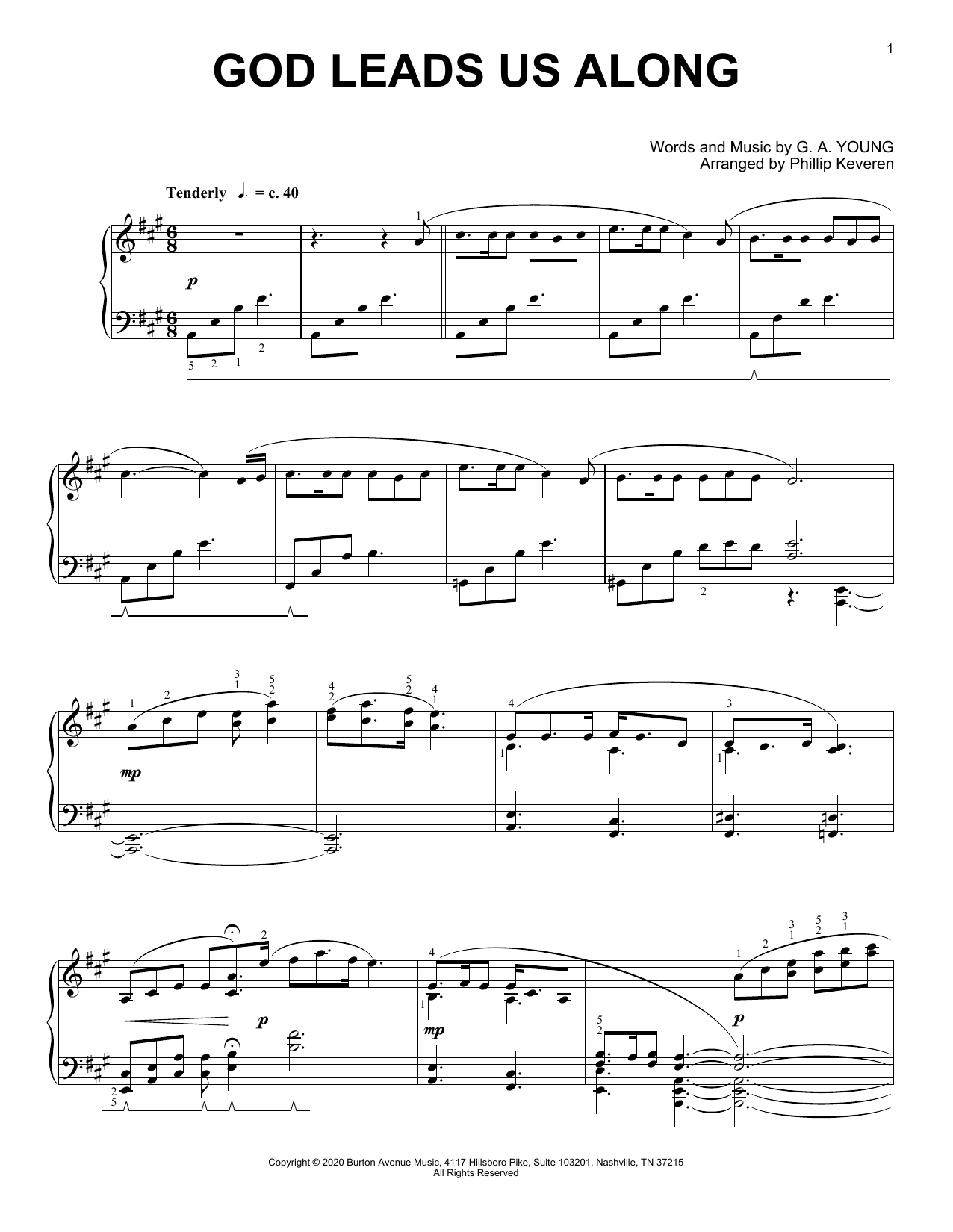 Download G.A. Young God Leads Us Along (arr. Phillip Keveren) Sheet Music and learn how to play Piano Solo PDF digital score in minutes