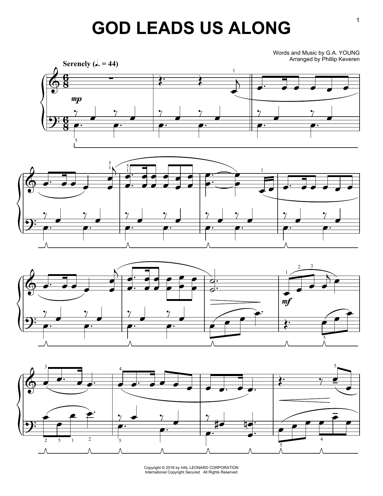 Download George A. Young God Leads Us Along Sheet Music and learn how to play Easy Piano PDF digital score in minutes